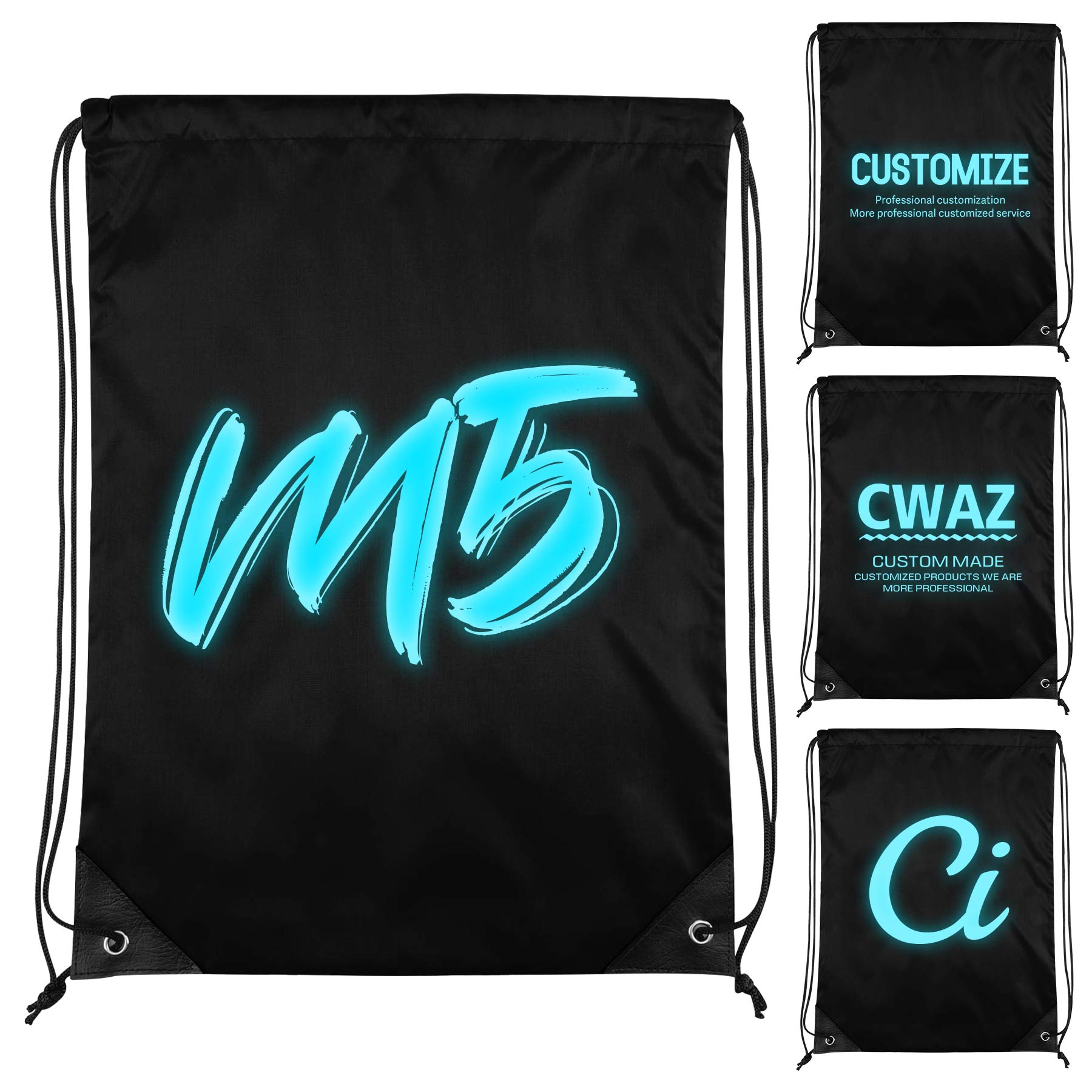FlyFlyPromos - Glow Imprint Polyester Drawstring Bag - Promotional Product