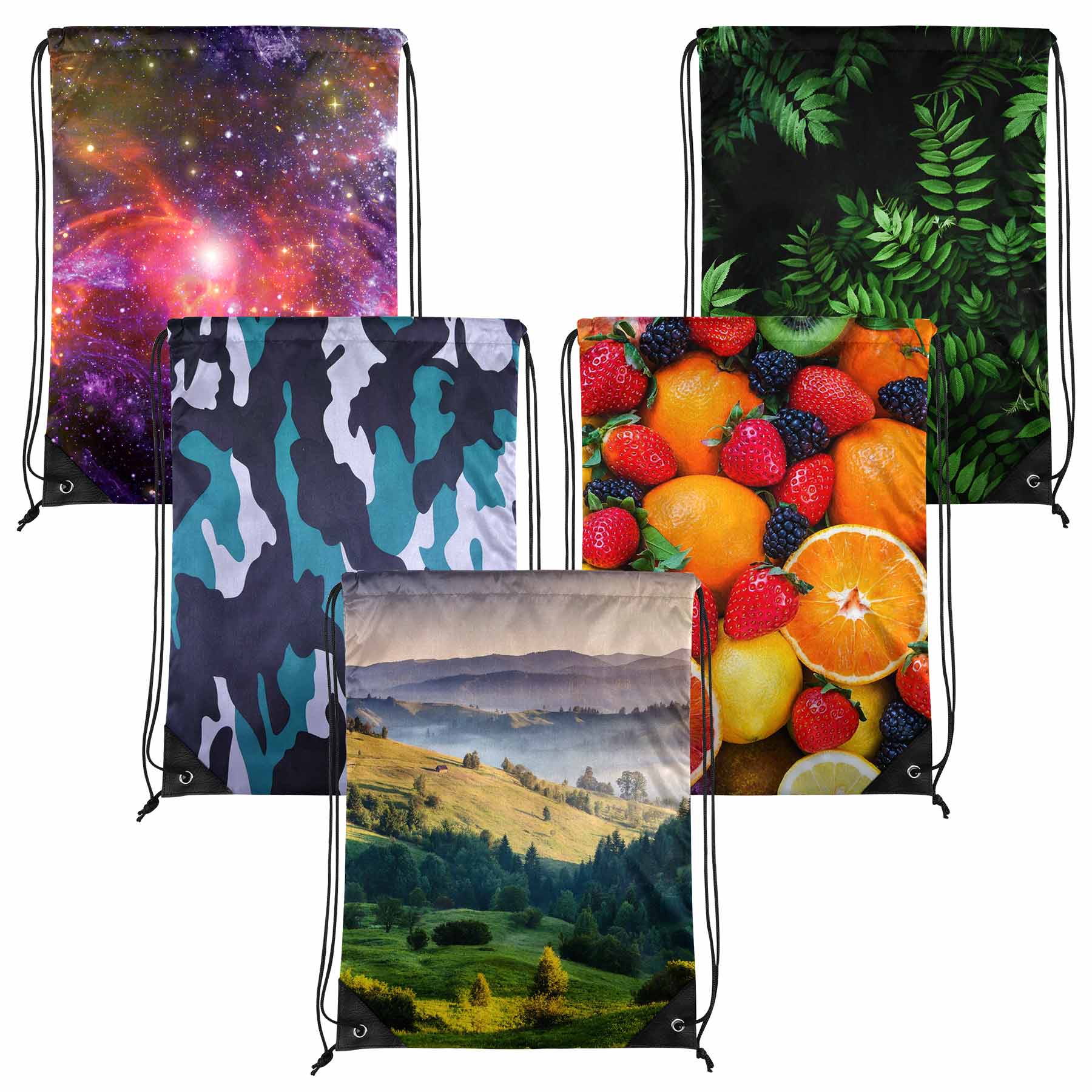 FlyFlyPromos - 210D Full Color Polyester Cinch Backpack - Promotional Product