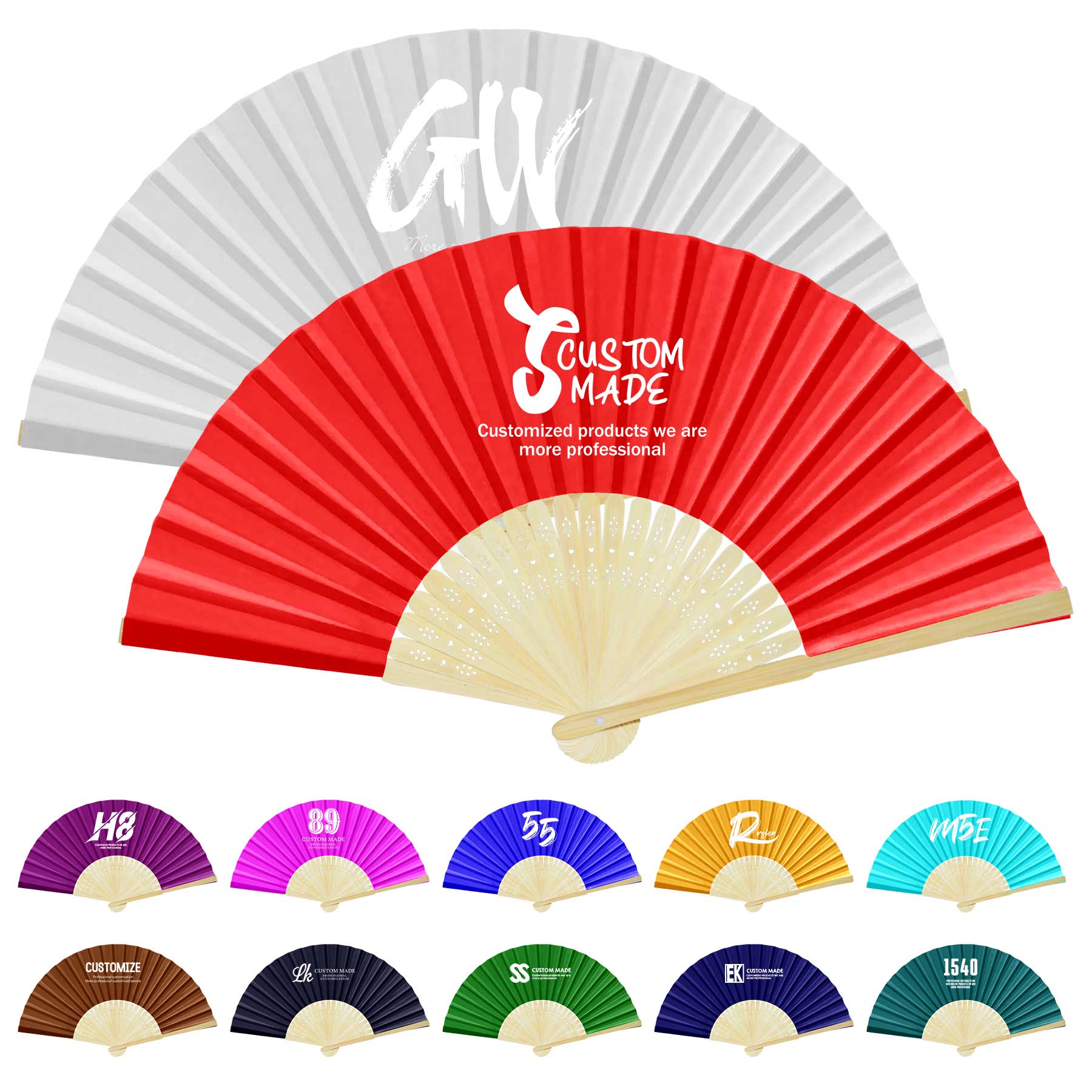 FlyFlyPromos - Full-color Folding Bamboo Paper Hand Fan - Promotional Product