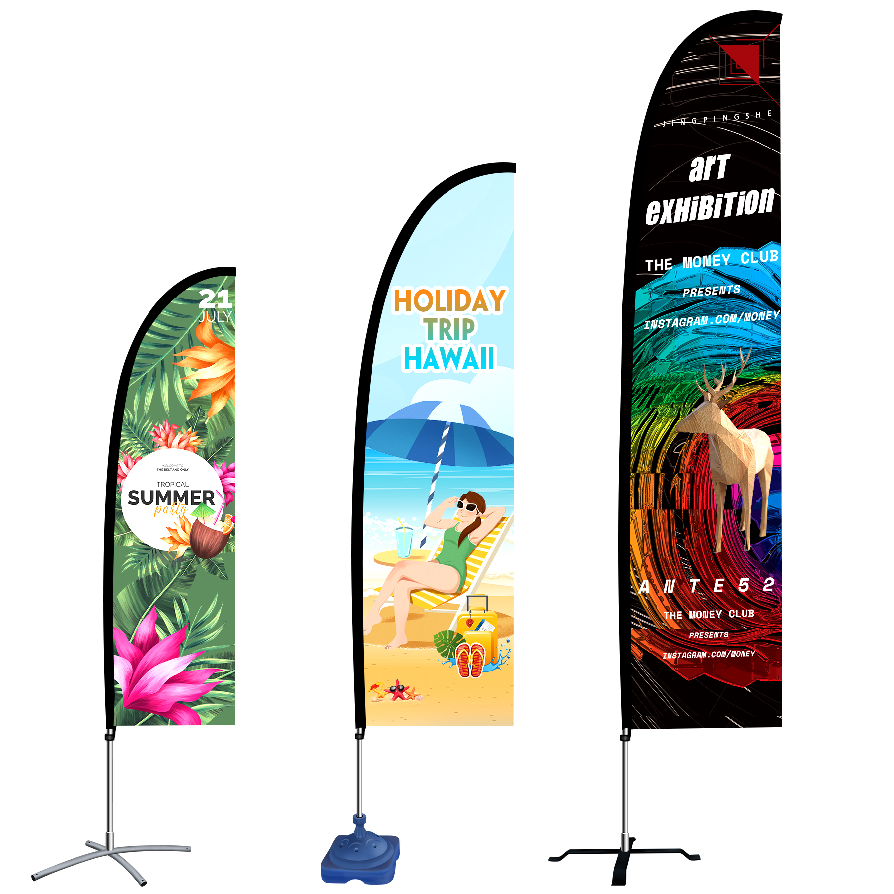 FlyFlyPromos - 9' Single Side Full Imprint Feather Blade Flag with Cross Base - Promotional Product