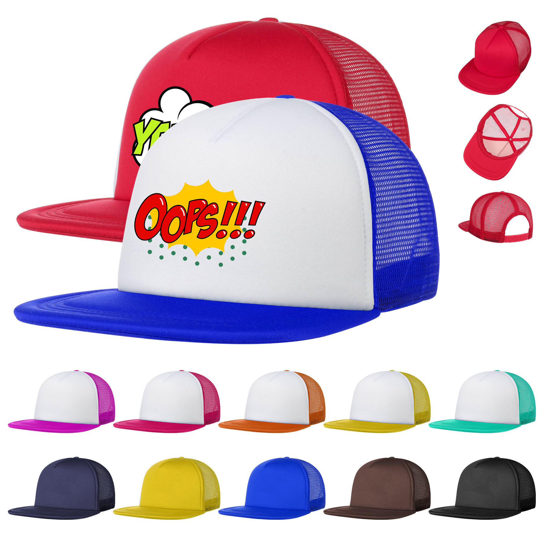 FlyFlyPromos - Flat Bill Trucker Mesh Cap - Promotional Product