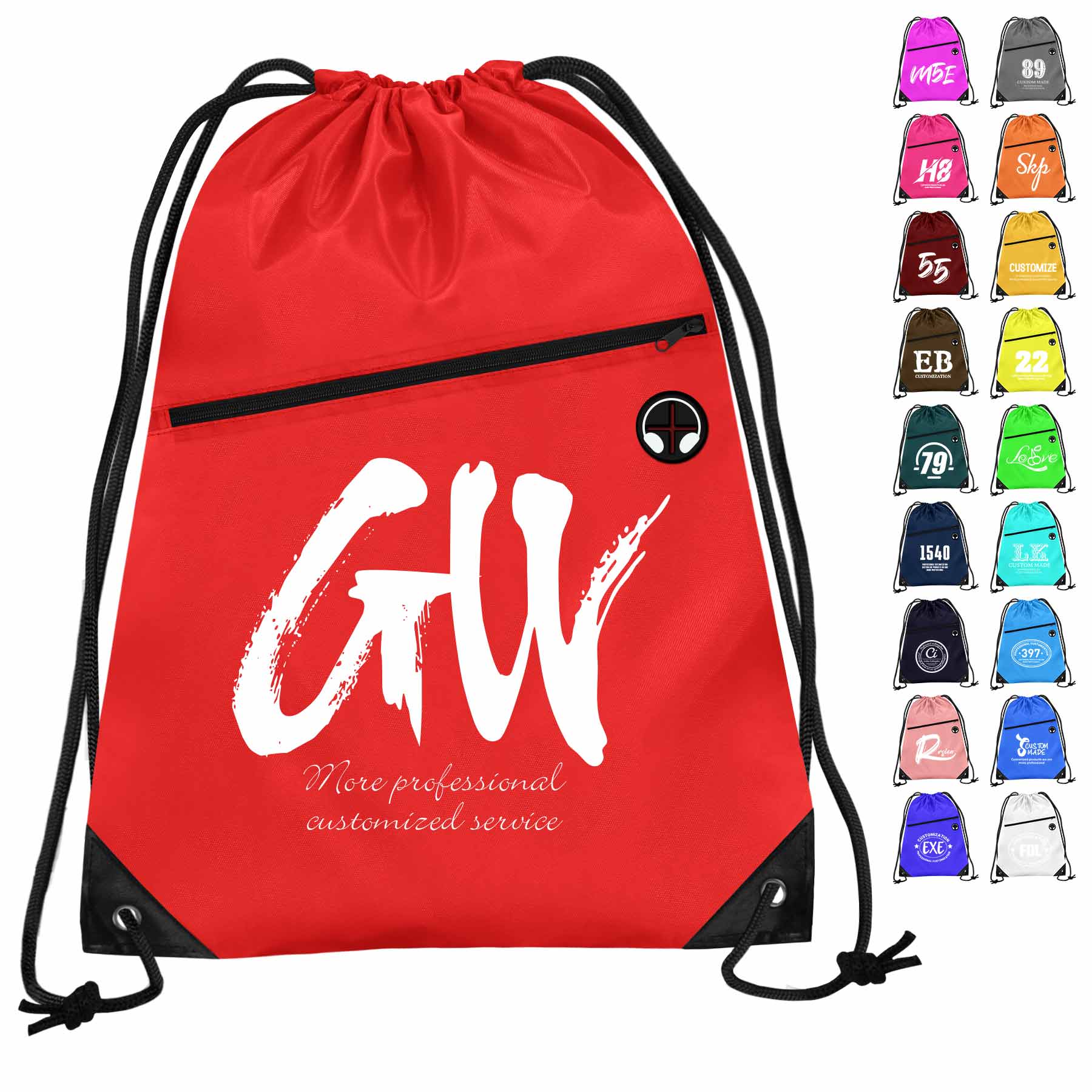 FlyFlyPromos - Drawstring Backpack With Front Zipper - Promotional Product