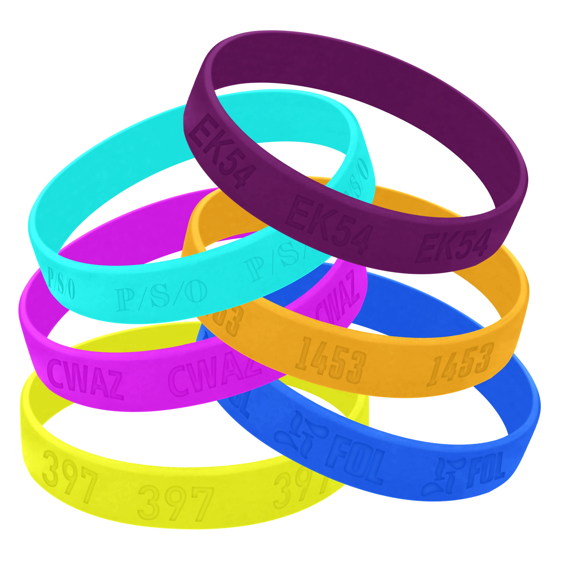 FlyFlyPromos - 1/2&quot;  Debossed Silicone Bracelet Wristband - Promotional Product