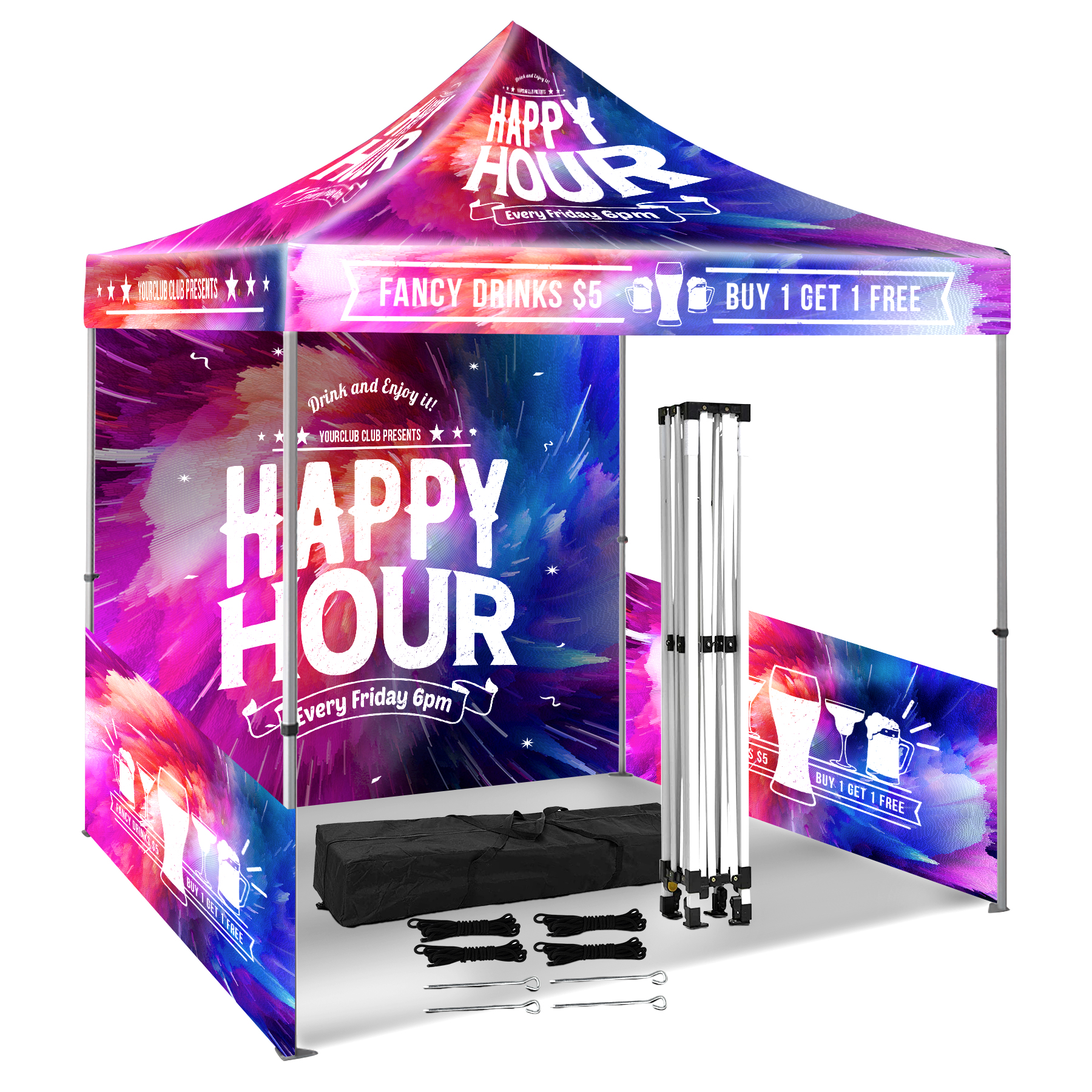 FlyFlyPromos - 10'x10' Dye-Sublimation Canopy Tent - Promotional Product