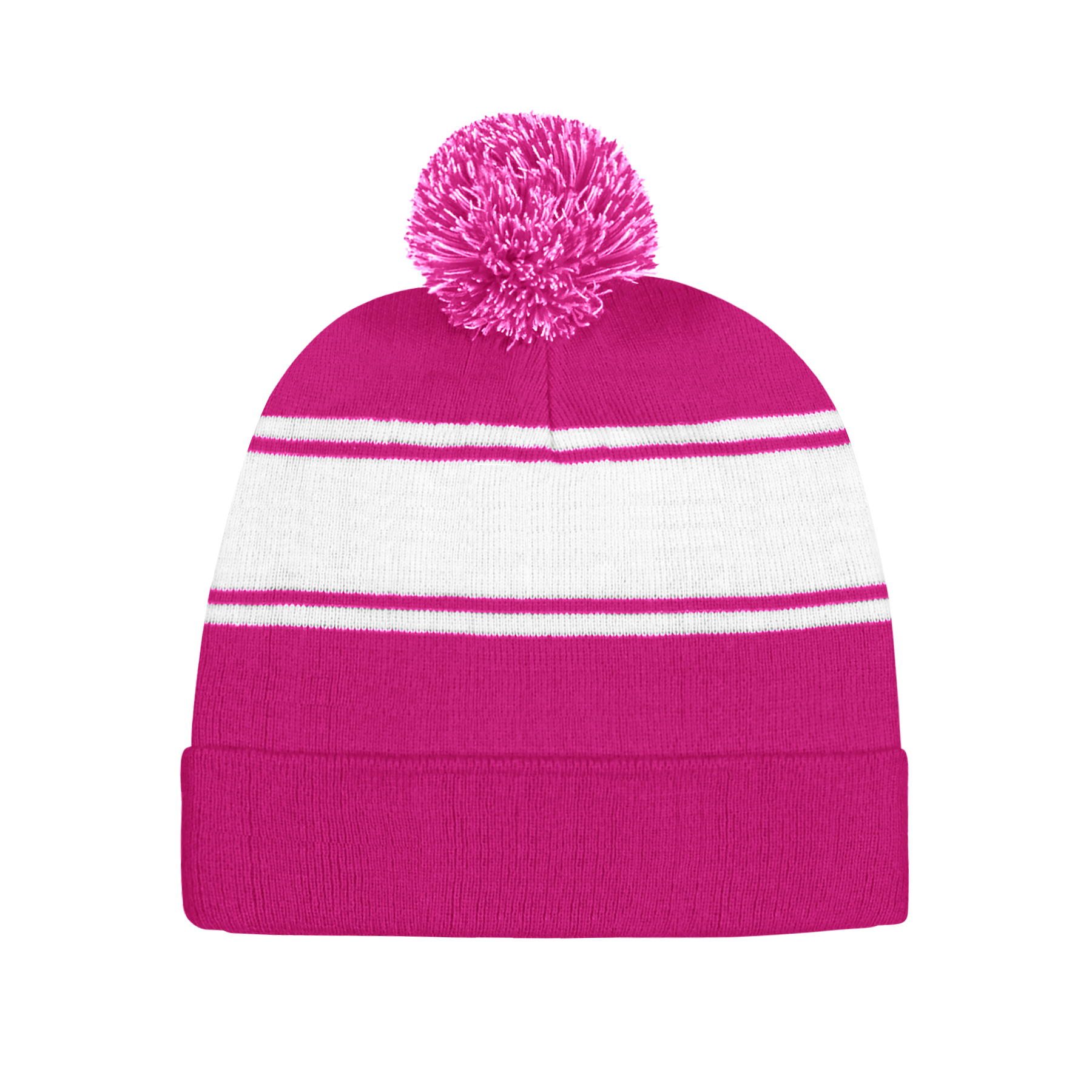 FlyFlyPromos - Two-Tone Knit Pom Beanie With Cuff Image 3 - Promotional Product