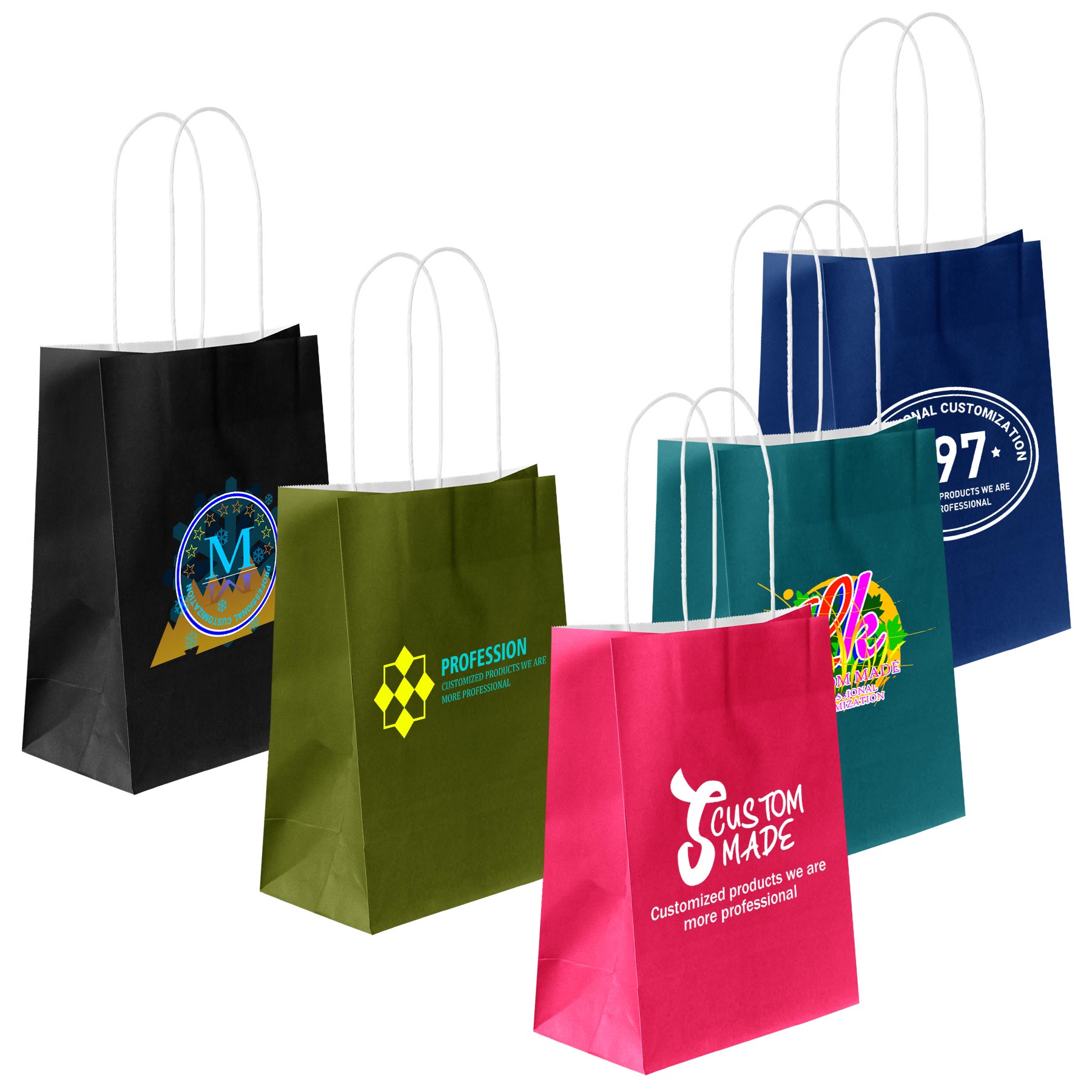 FlyFlyPromos - Colored Kraft Paper Shopper Bag - Promotional Product