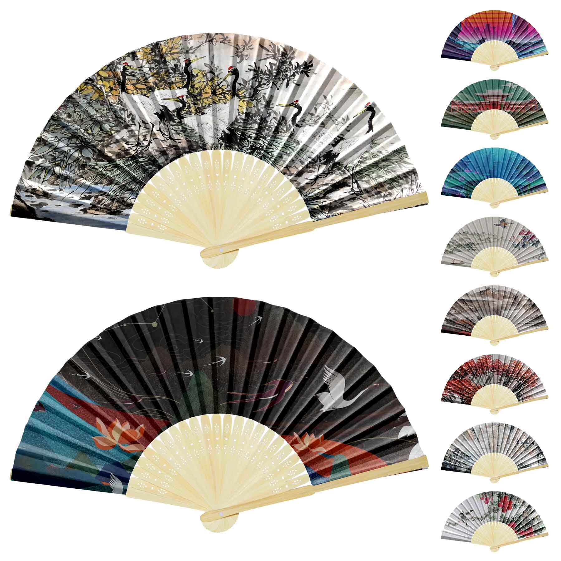FlyFlyPromos - Bamboo Folding Paper Fan - Promotional Product