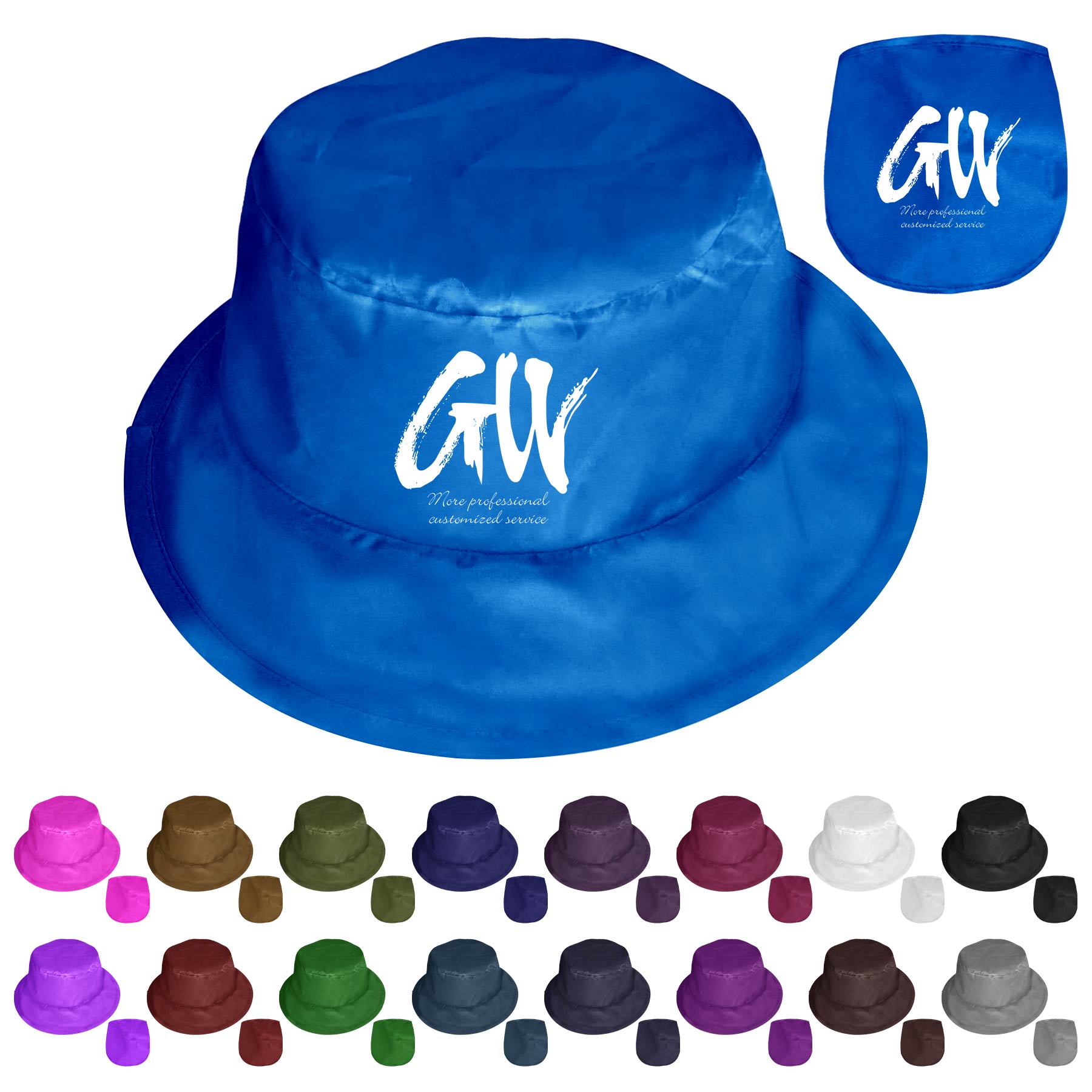 FlyFlyPromos - Foldable Polyester Bucket Hat With Pouch - Promotional Product