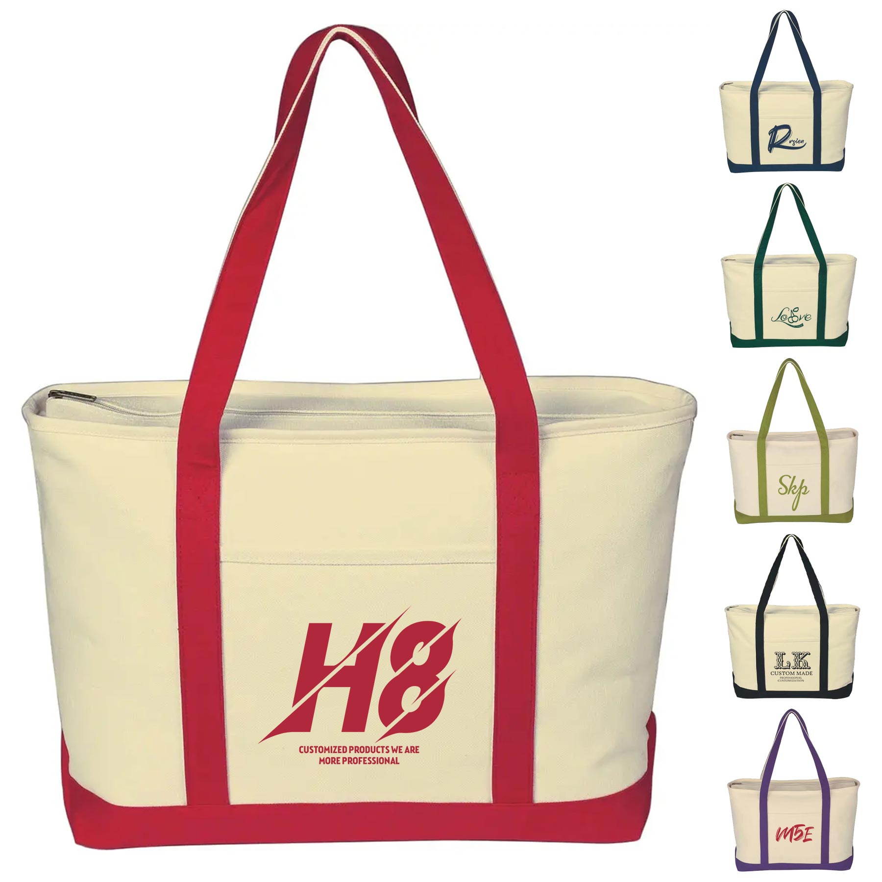FlyFlyPromos - Large Heavy Cotton Canvas Boat Tote Bags - Promotional Product