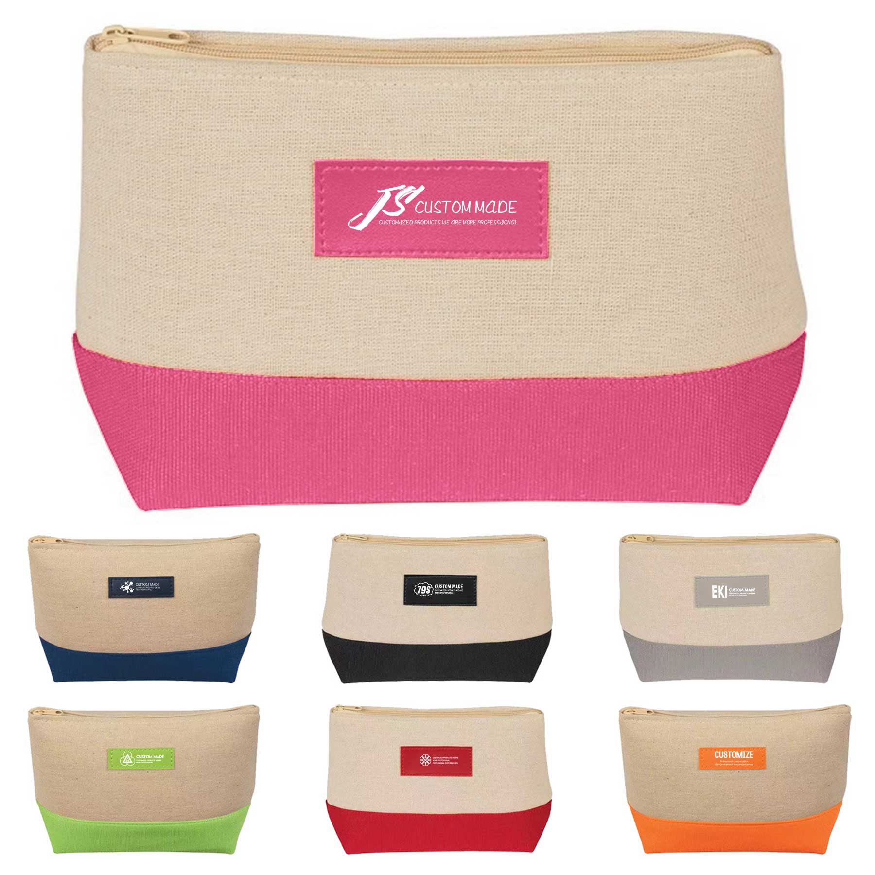 FlyFlyPromos - Cotton Canvas Two-Tone Cosmetic Bag - Promotional Product