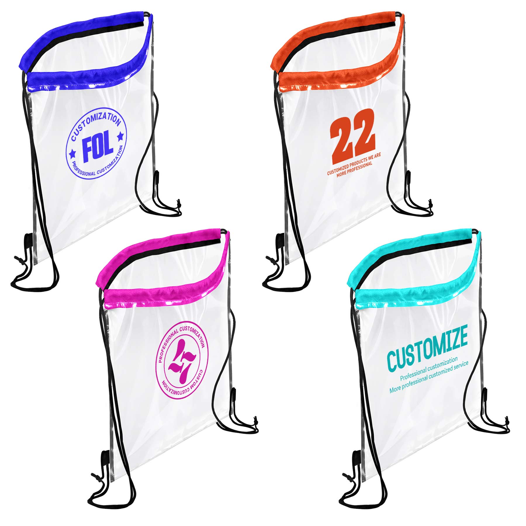 FlyFlyPromos - Transparent PVC Drawstring Backpack - Promotional Product