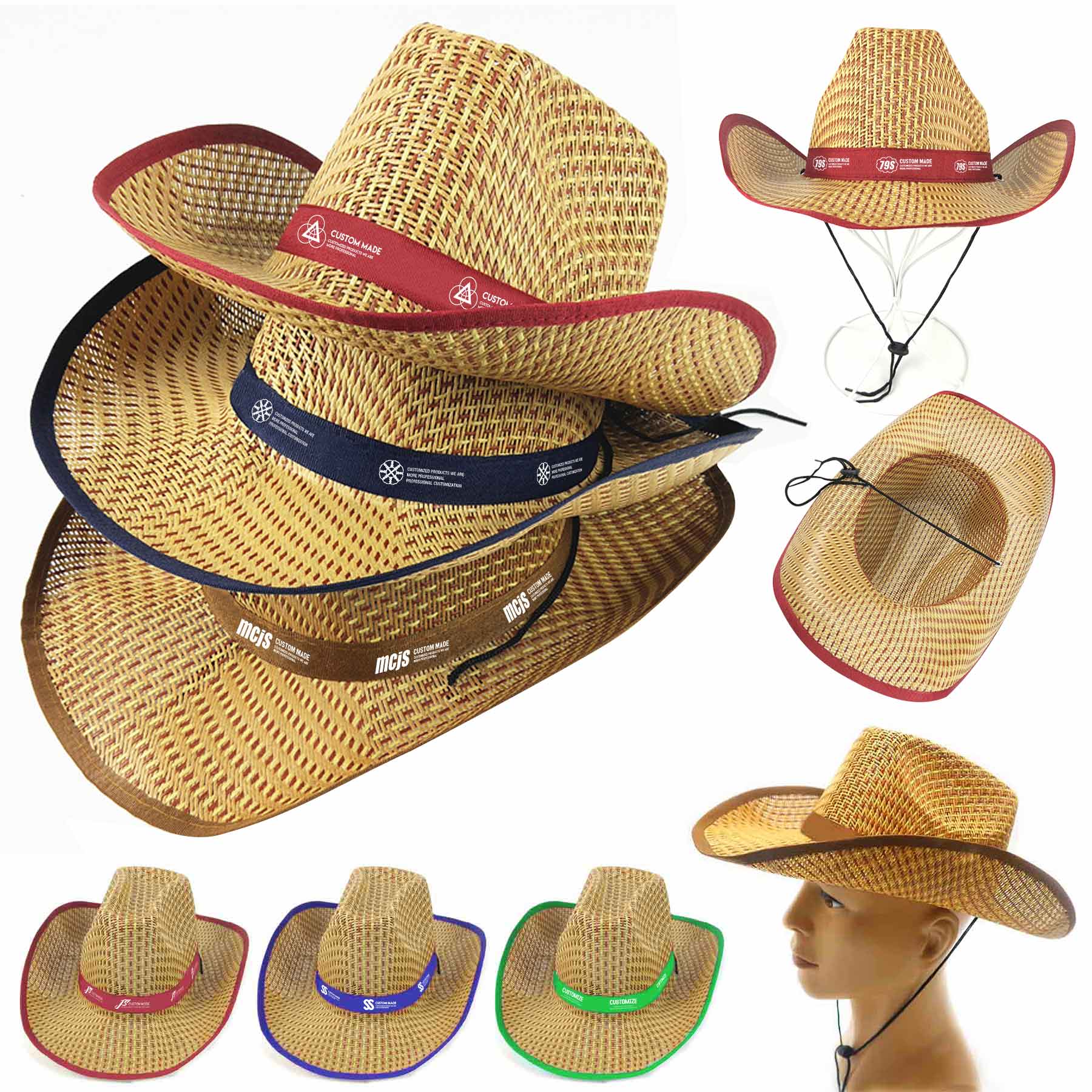 FlyFlyPromos - Adults Straw Cowboy Hats - Promotional Product