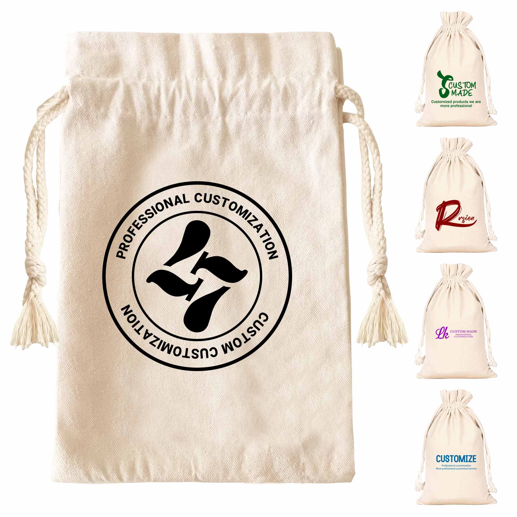 FlyFlyPromos - Overlock Canvas Drawstring Bag - Promotional Product