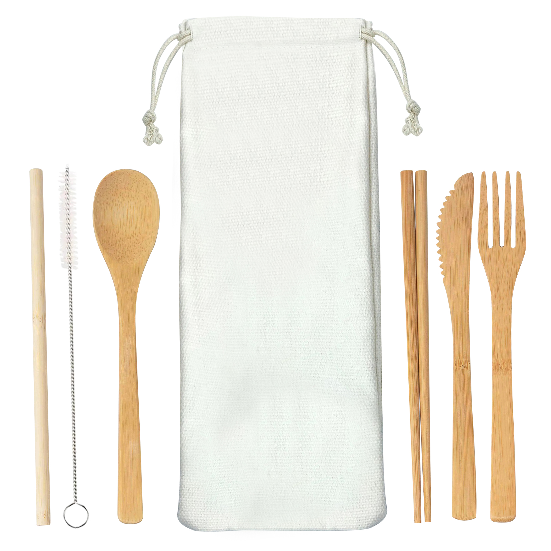FlyFlyPromos - 6 Piece Bamboo Travel Cutlery Set Image 3 - Promotional Product