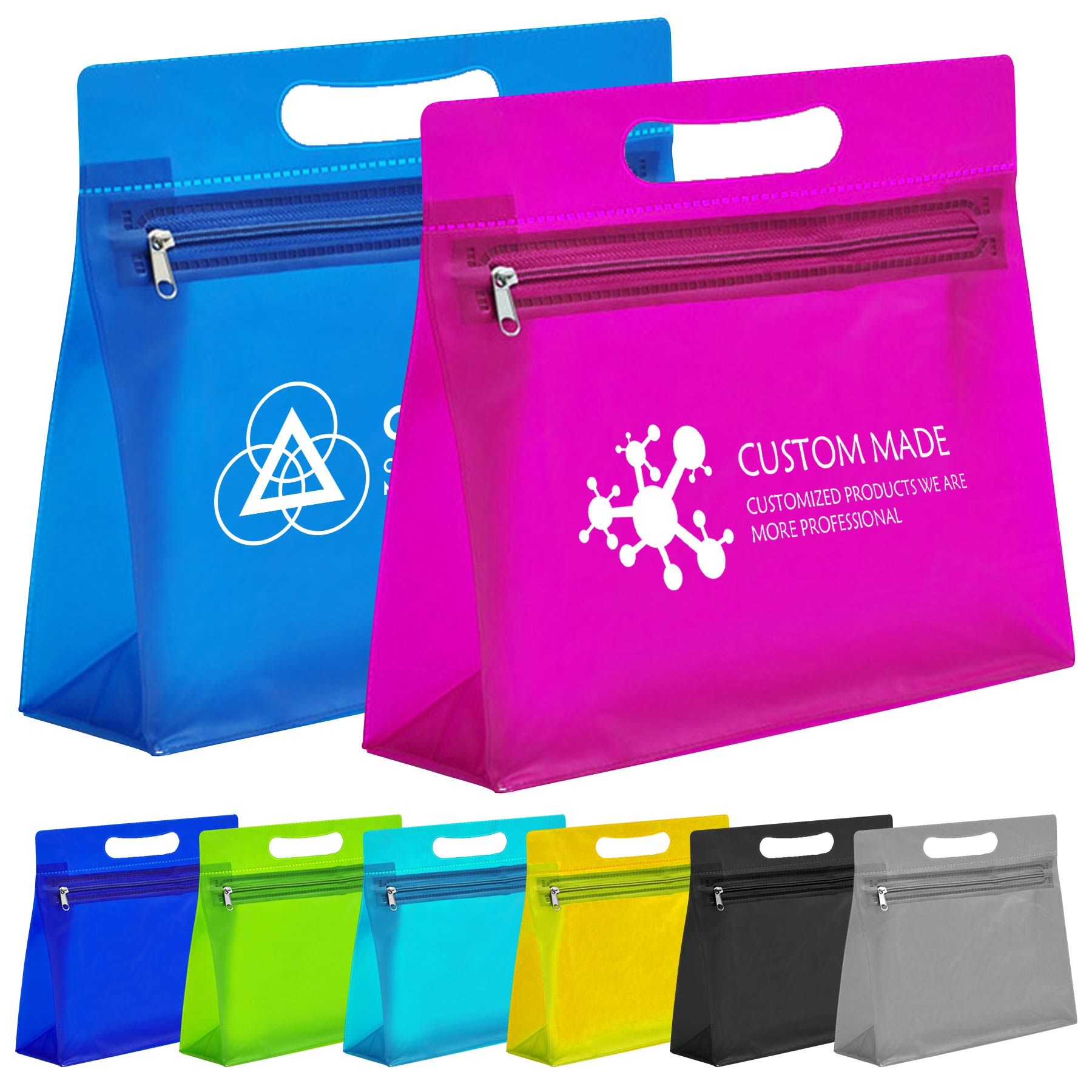 FlyFlyPromos - Zipper Vinyl Bag with Die Cut Handle - Promotional Product