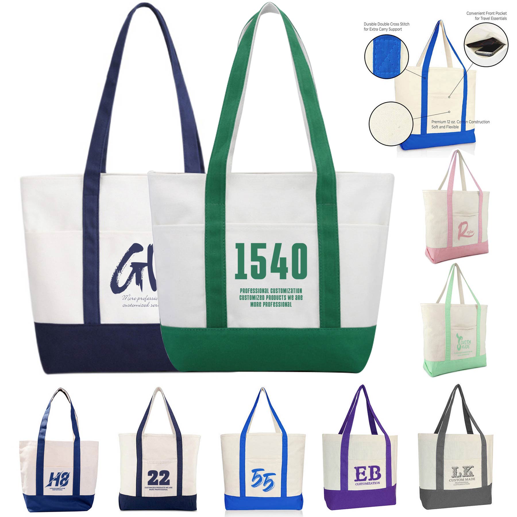 FlyFlyPromos - Canvas Tote Bag With Front Pocket Image 1 - Promotional Product