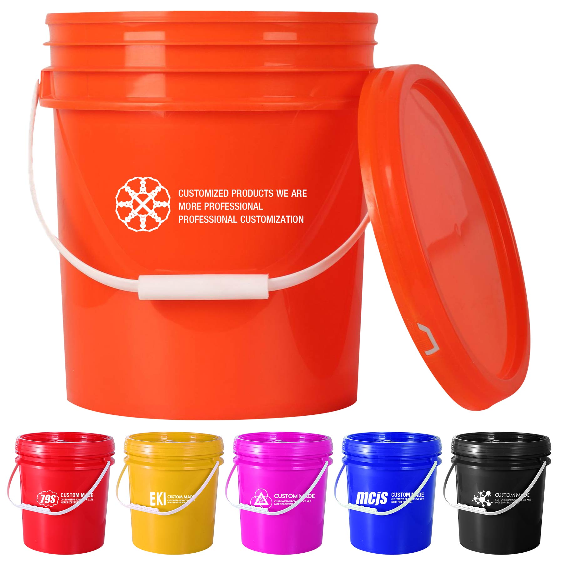 FlyFlyPromos - 5 Gallon Round Plastic Seal Bucket With Handle Image 1 - Promotional Product