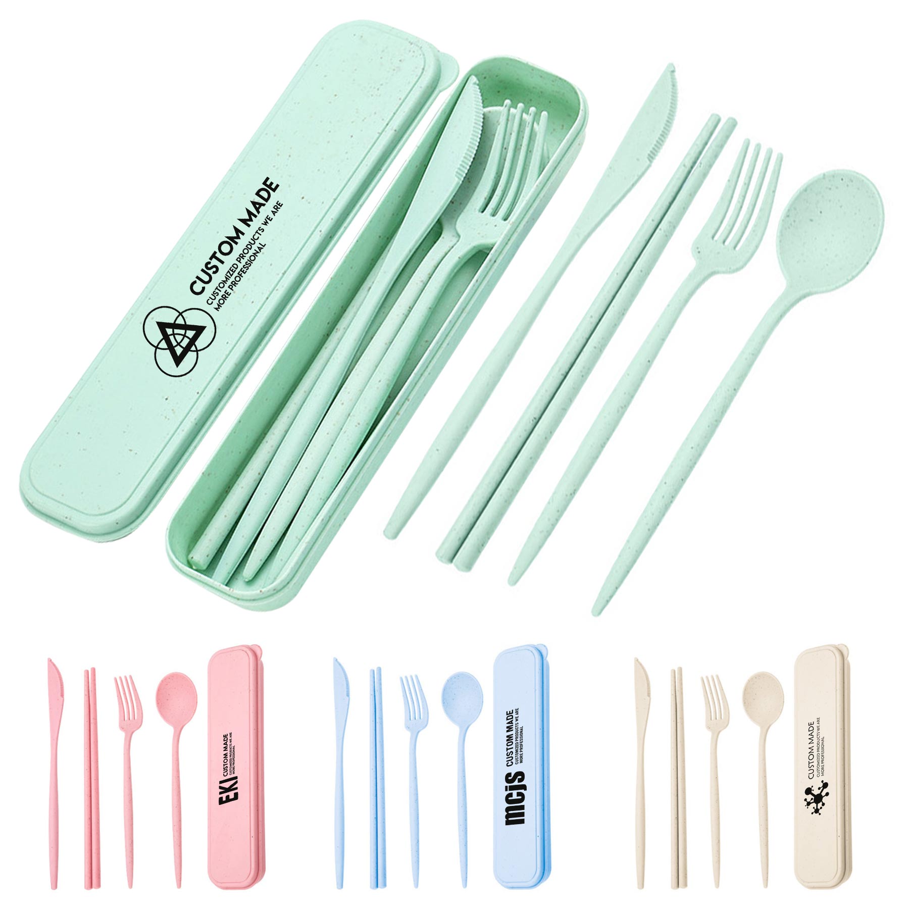 FlyFlyPromos - Wheat Straw Tableware Portable Set Image 1 - Promotional Product