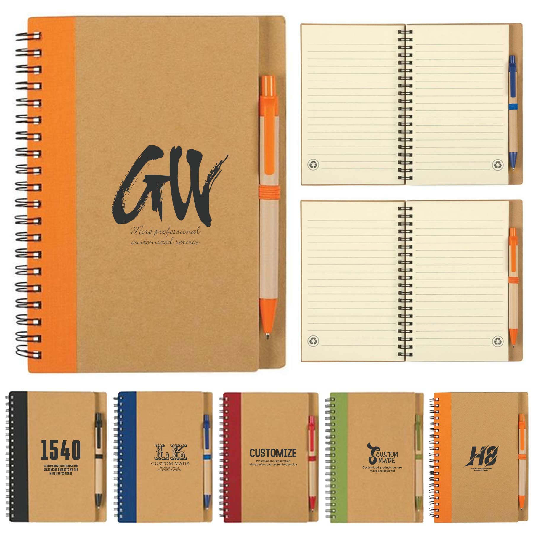 FlyFlyPromos - Mini Kraft Notepad with Pen - Promotional Product