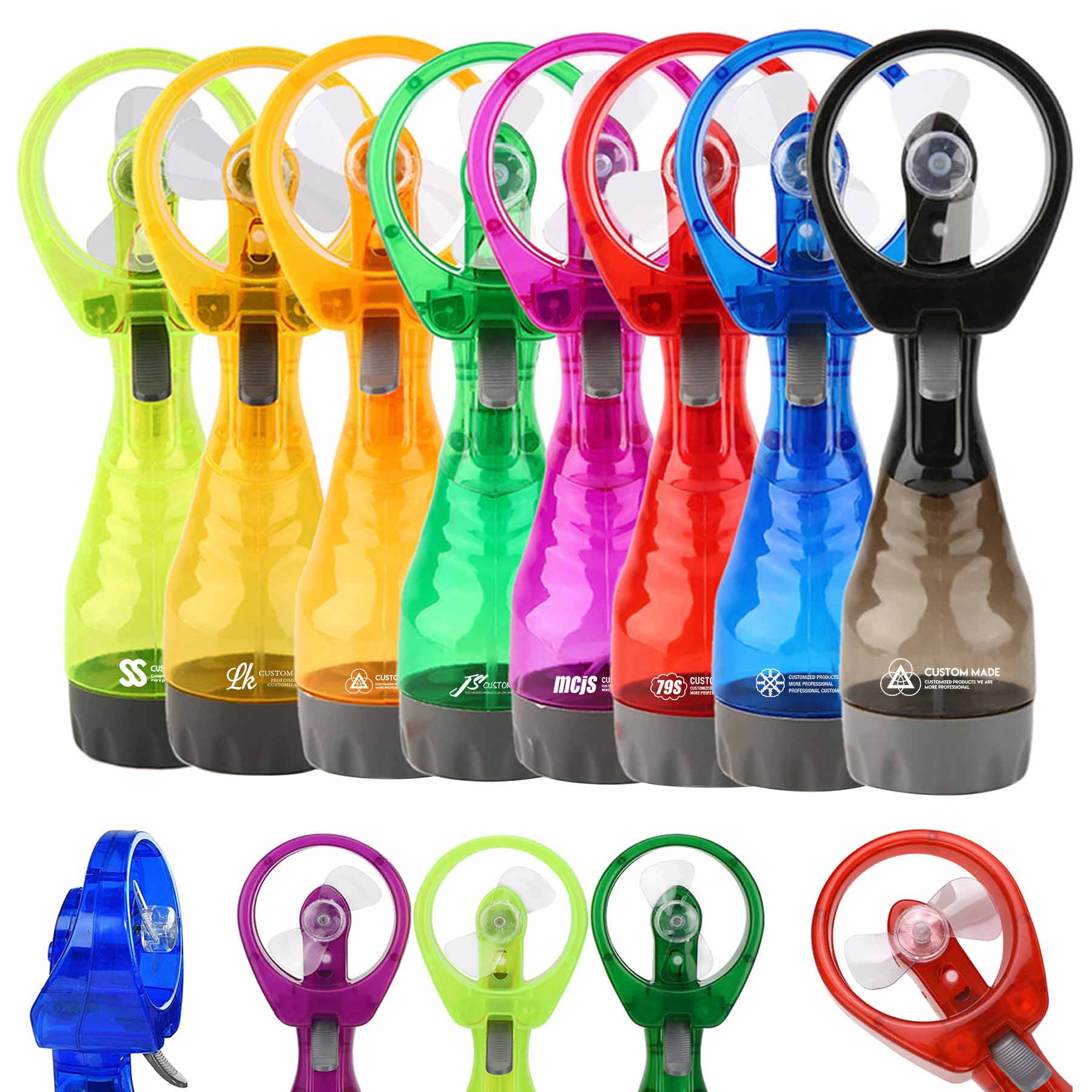 FlyFlyPromos - Handheld Battery Powered Water Misting Fan - Promotional Product