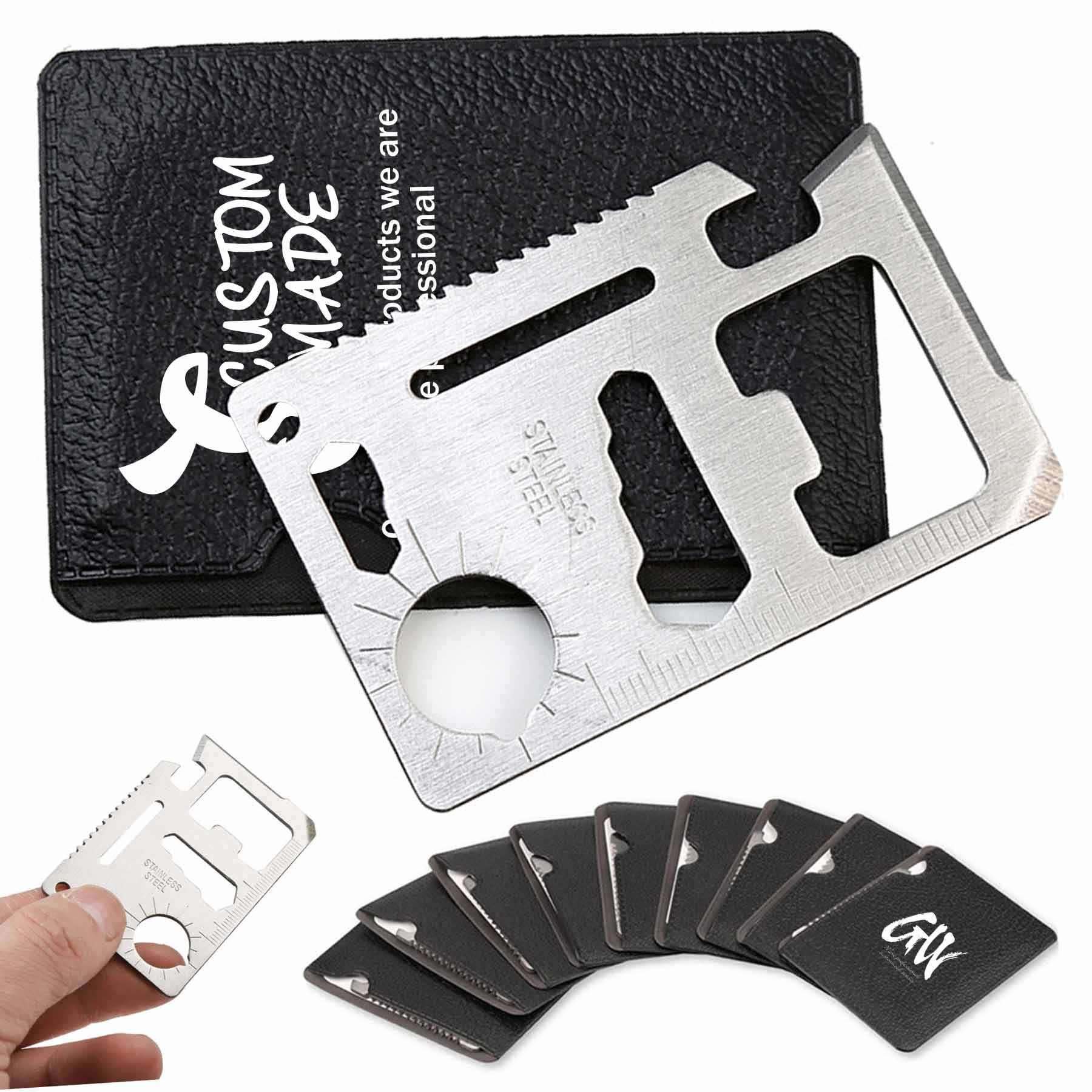 FlyFlyPromos - 11 Function Survival Tool Card With  Wallet - Promotional Product