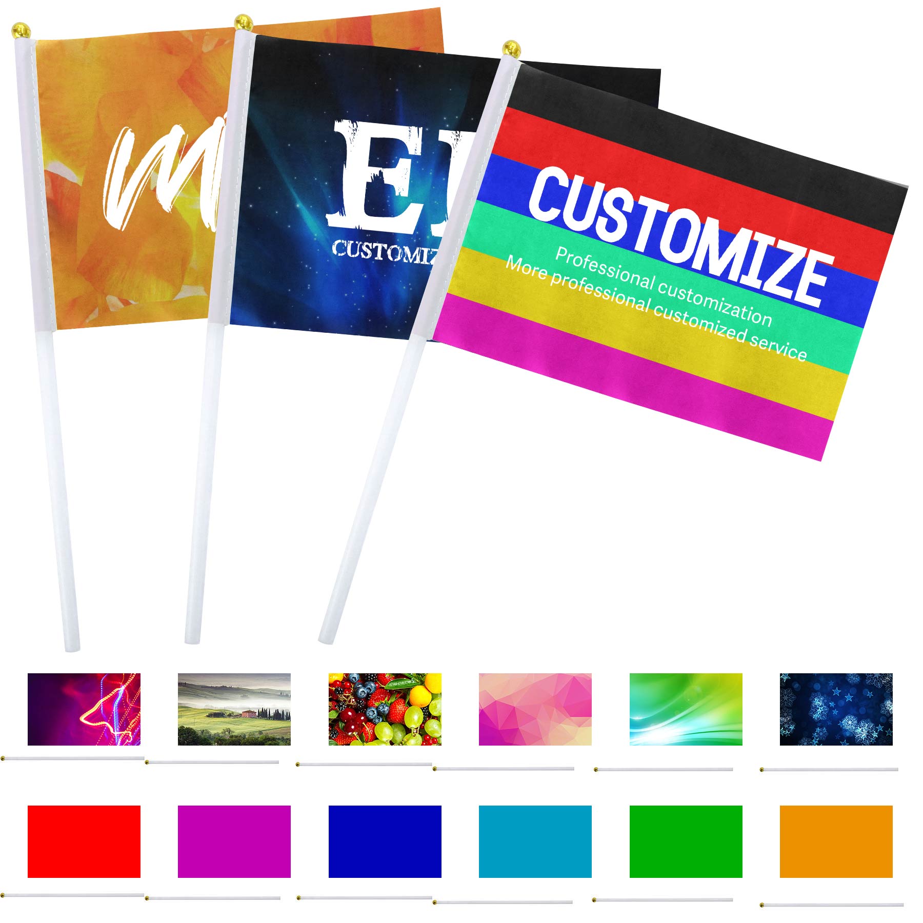 FlyFlyPromos - Single Layer Hand Held Waving Flag With Plastic Pole Image 1 - Promotional Product