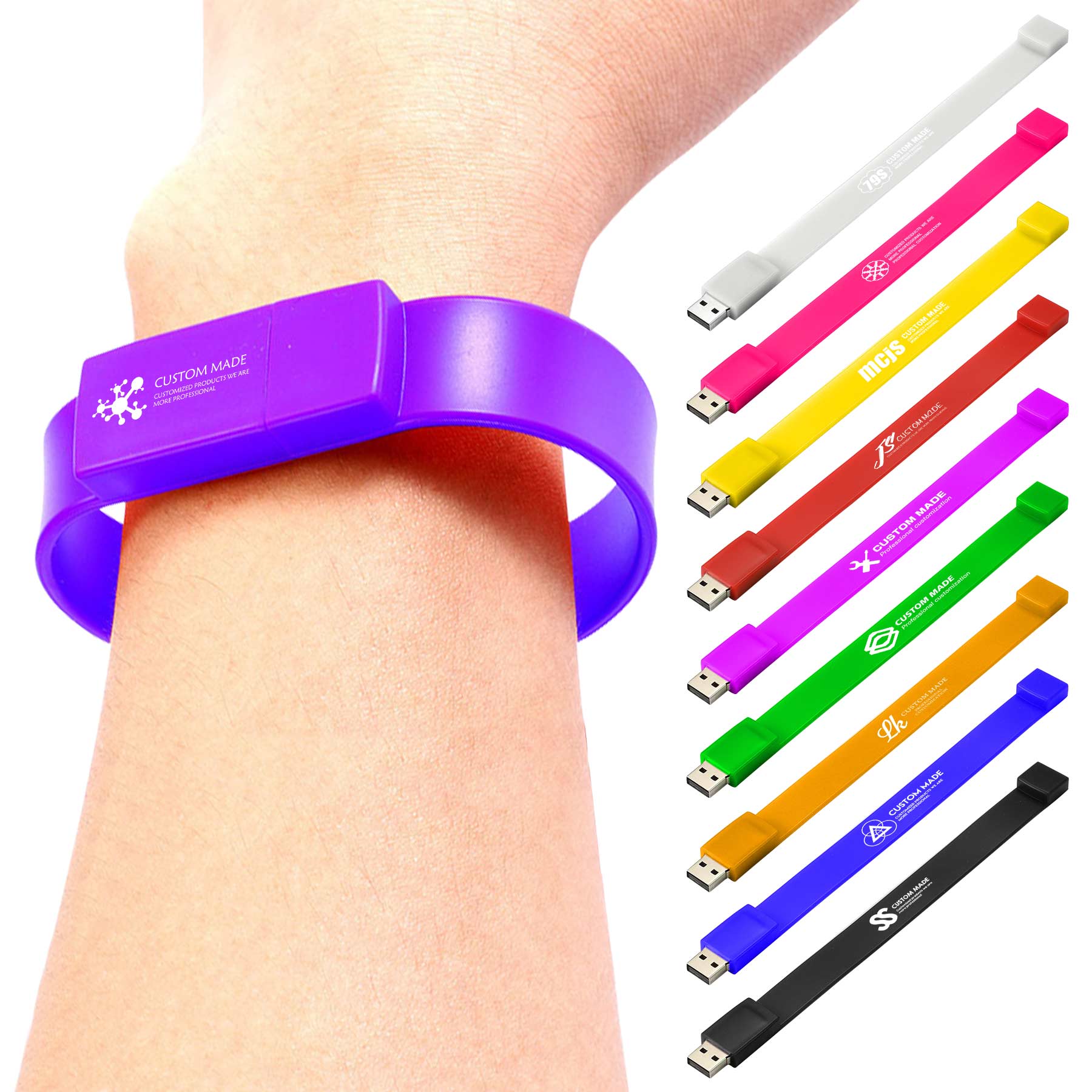 FlyFlyPromos - 4GB Personalised Silicone Wristband USB Flash Drive - Promotional Product