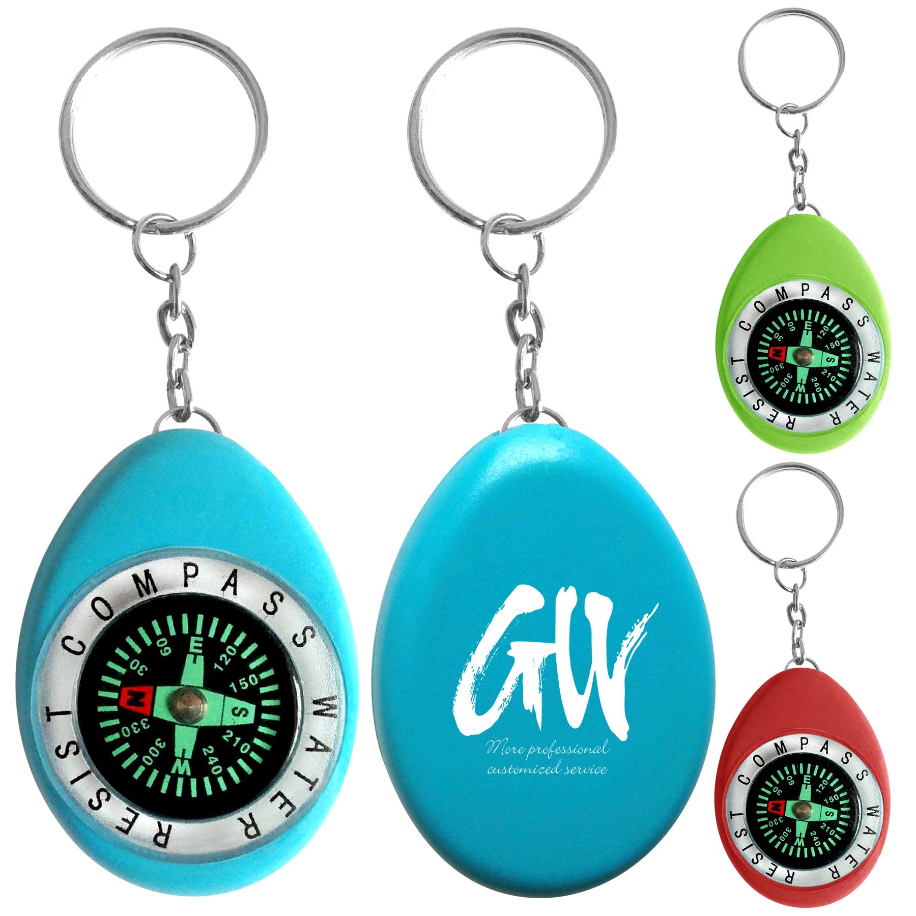 FlyFlyPromos - Oval Navigation Compass Key Chain - Promotional Product