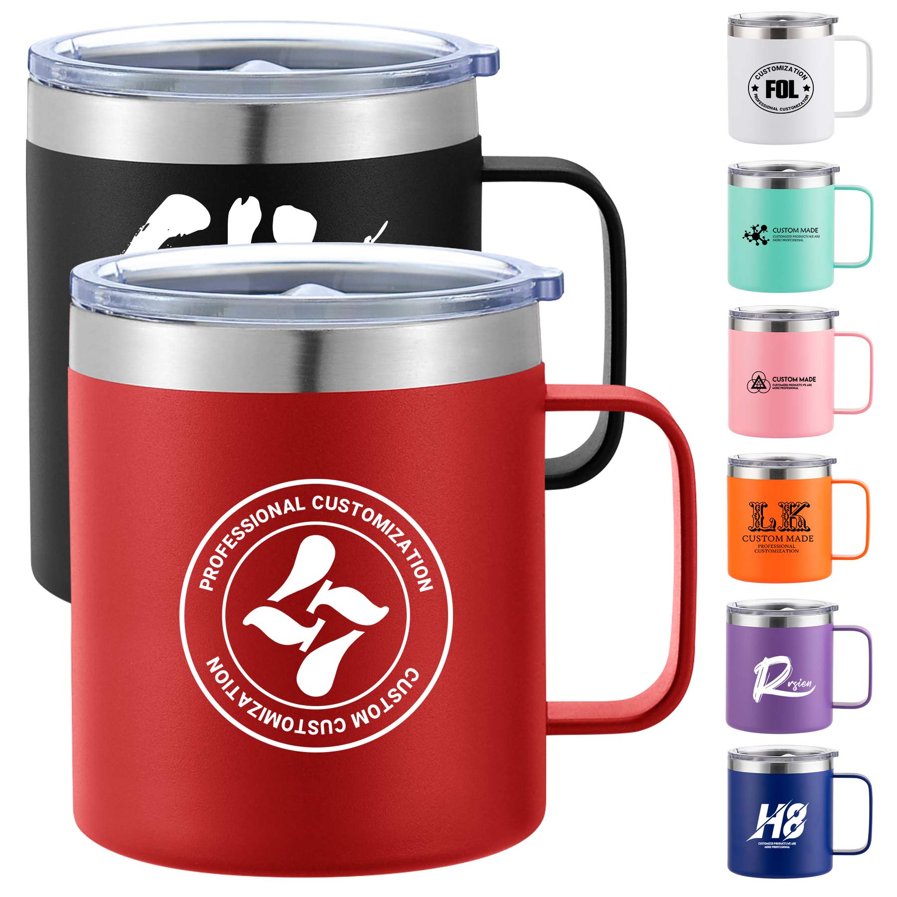 FlyFlyPromos - 12 OZ Powder Coating Travel Mugs with Handle Image 1 - Promotional Product