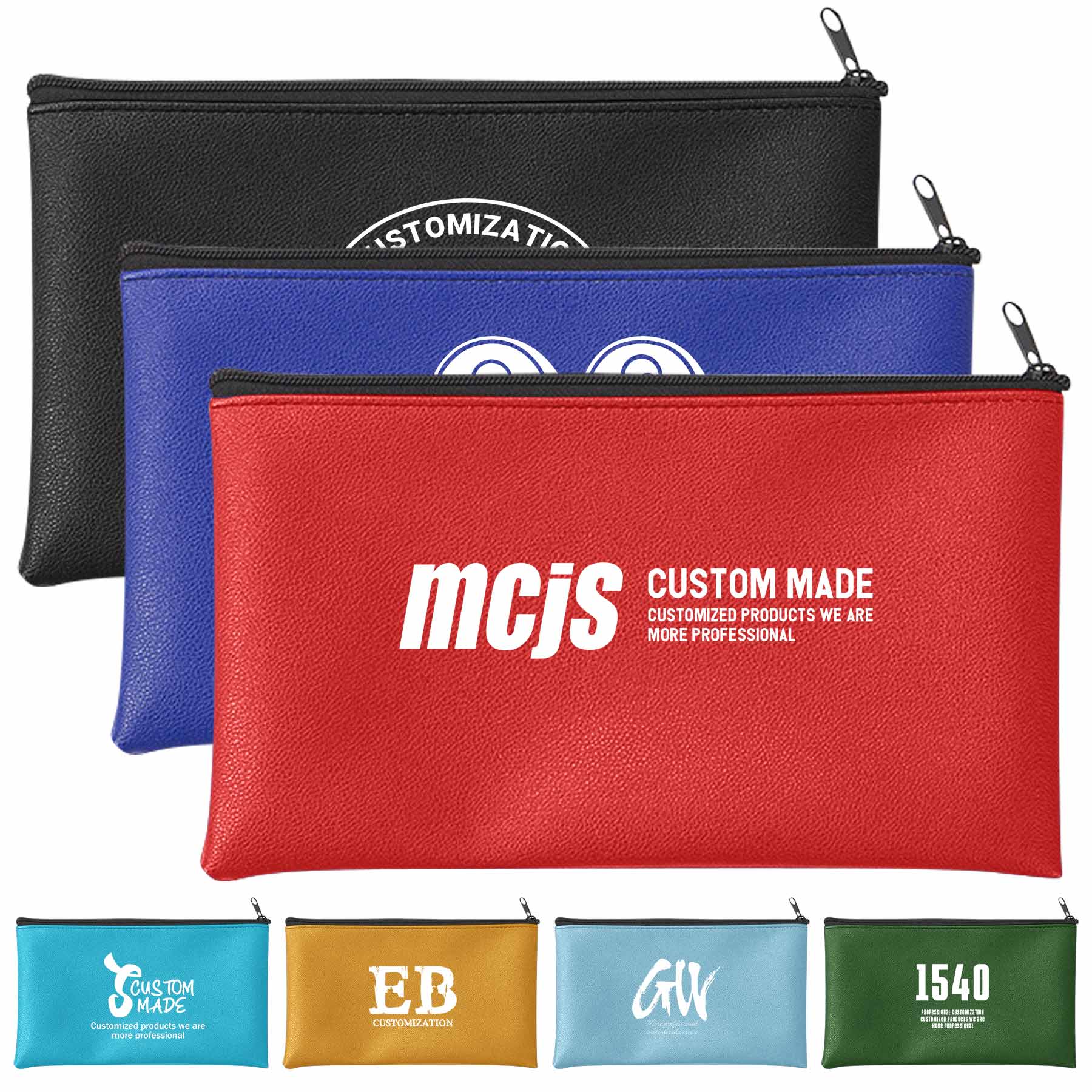 FlyFlyPromos - Waterproof PU Leather Zipper Deposit Bag Image 1 - Promotional Product