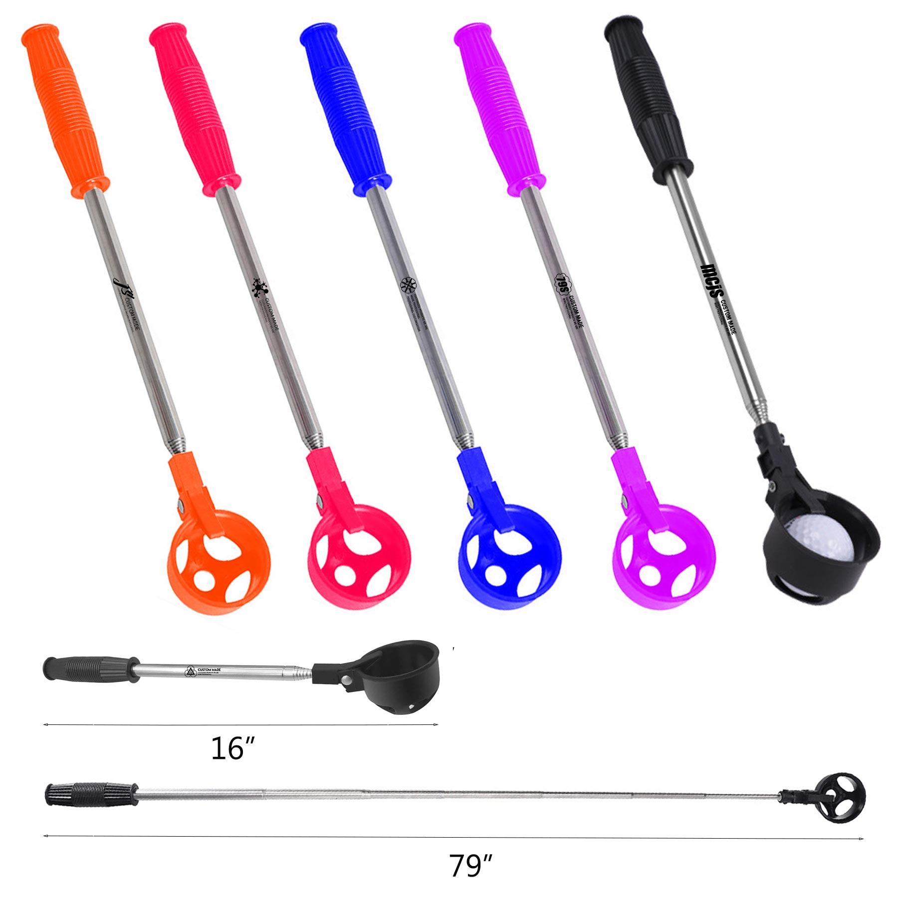 FlyFlyPromos - 80&quot; Telescopic Golf Ball Retriever - Promotional Product