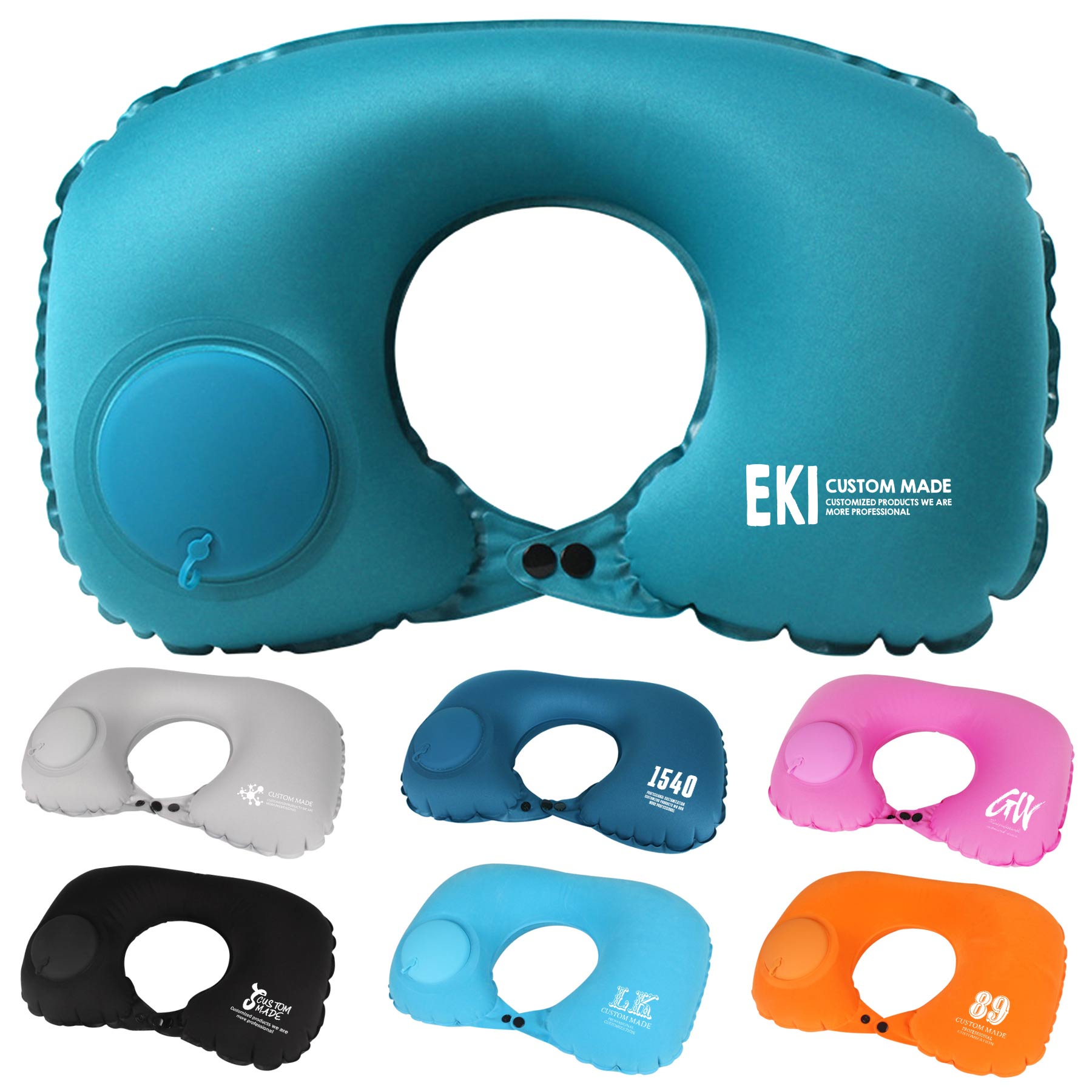 FlyFlyPromos - Portable Press Inflatable U Shape Neck Pillow - Promotional Product
