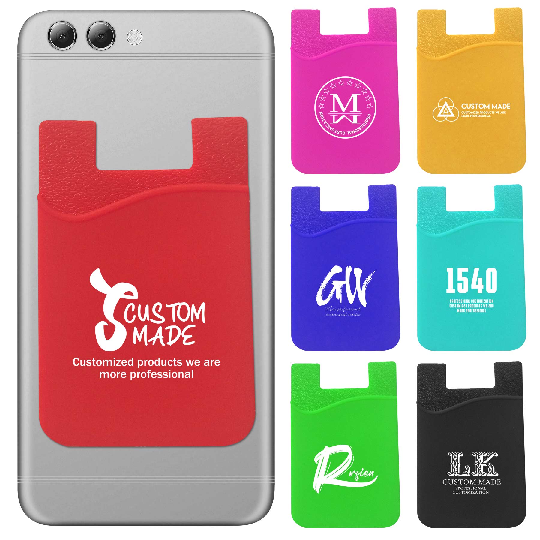FlyFlyPromos - Silicone Phone Card Wallet with Back Sticker - Promotional Product
