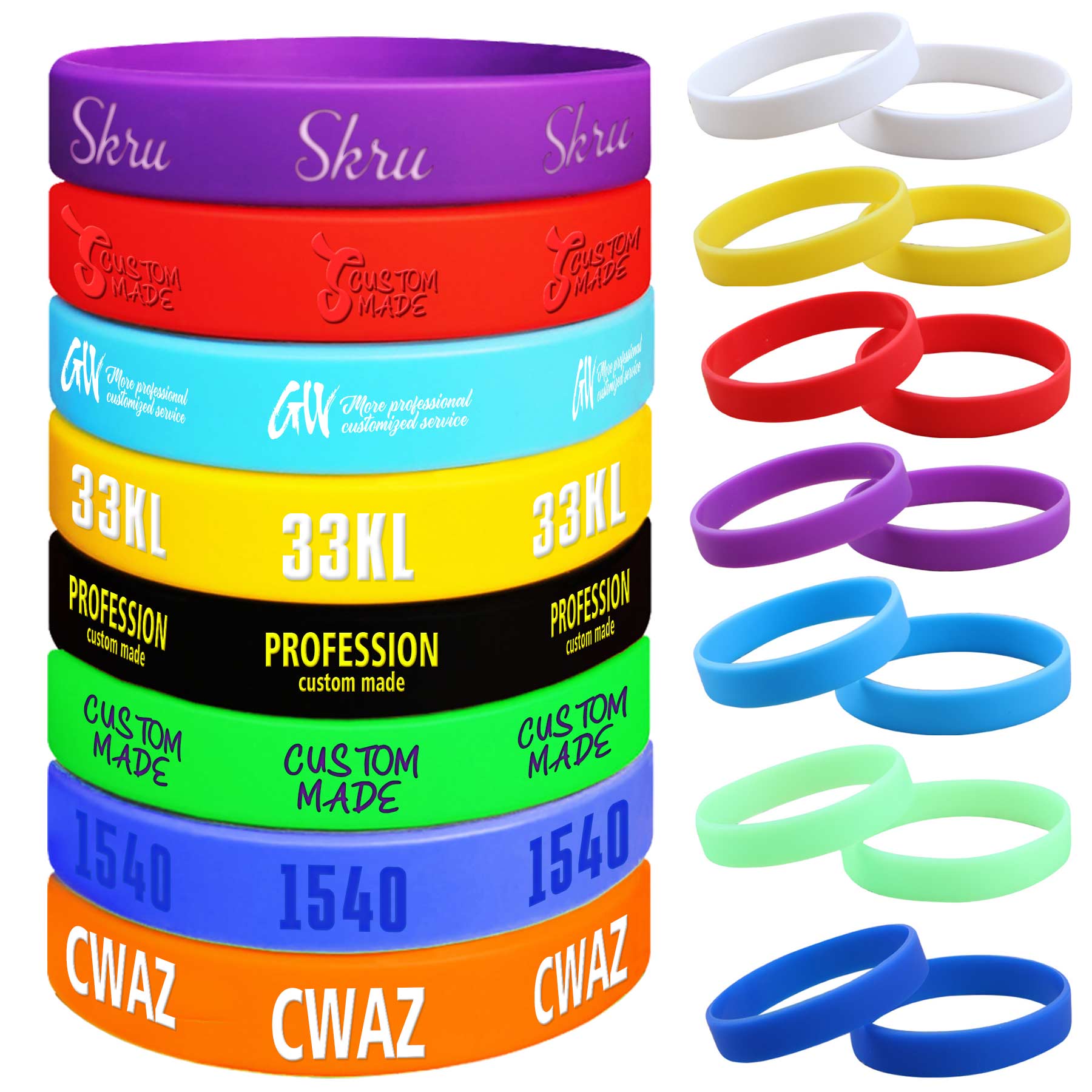 FlyFlyPromos - Slim Silicone Slap Bracelets Wristbands - Promotional Product