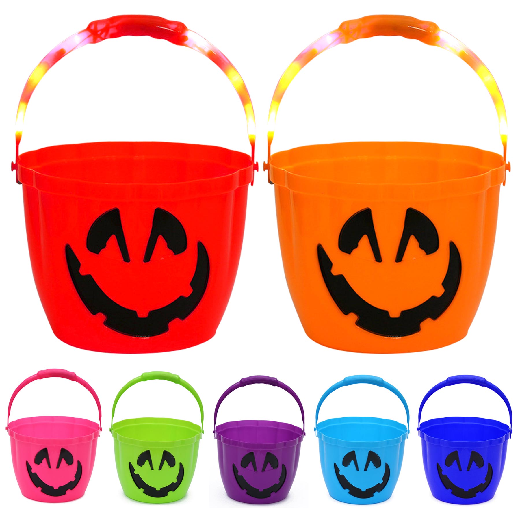 FlyFlyPromos - Light Up Halloween Pumpkin Buckets with Orange LED Handle - Promotional Product
