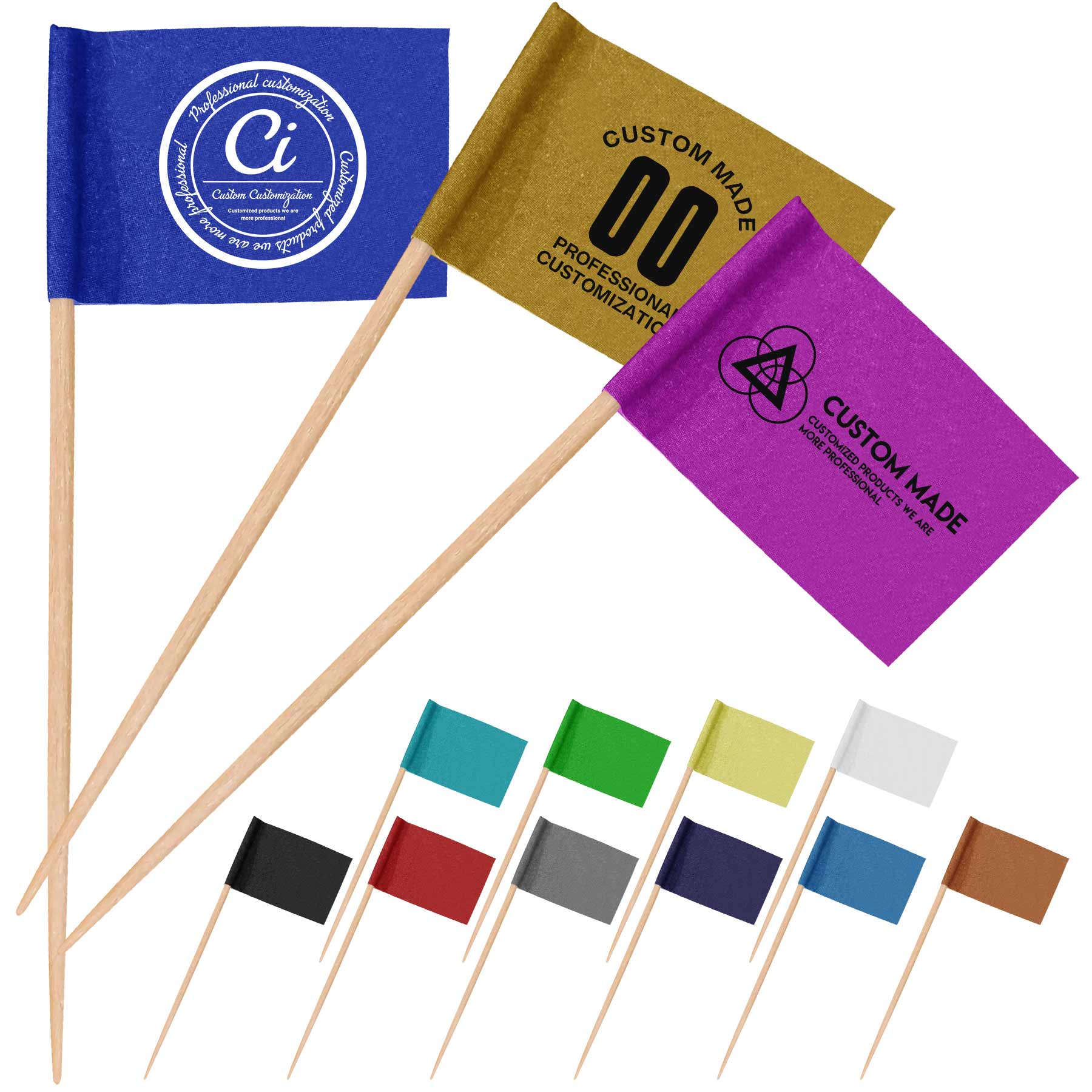 FlyFlyPromos - Cupcake Decoration Toothpick Flags - Promotional Product