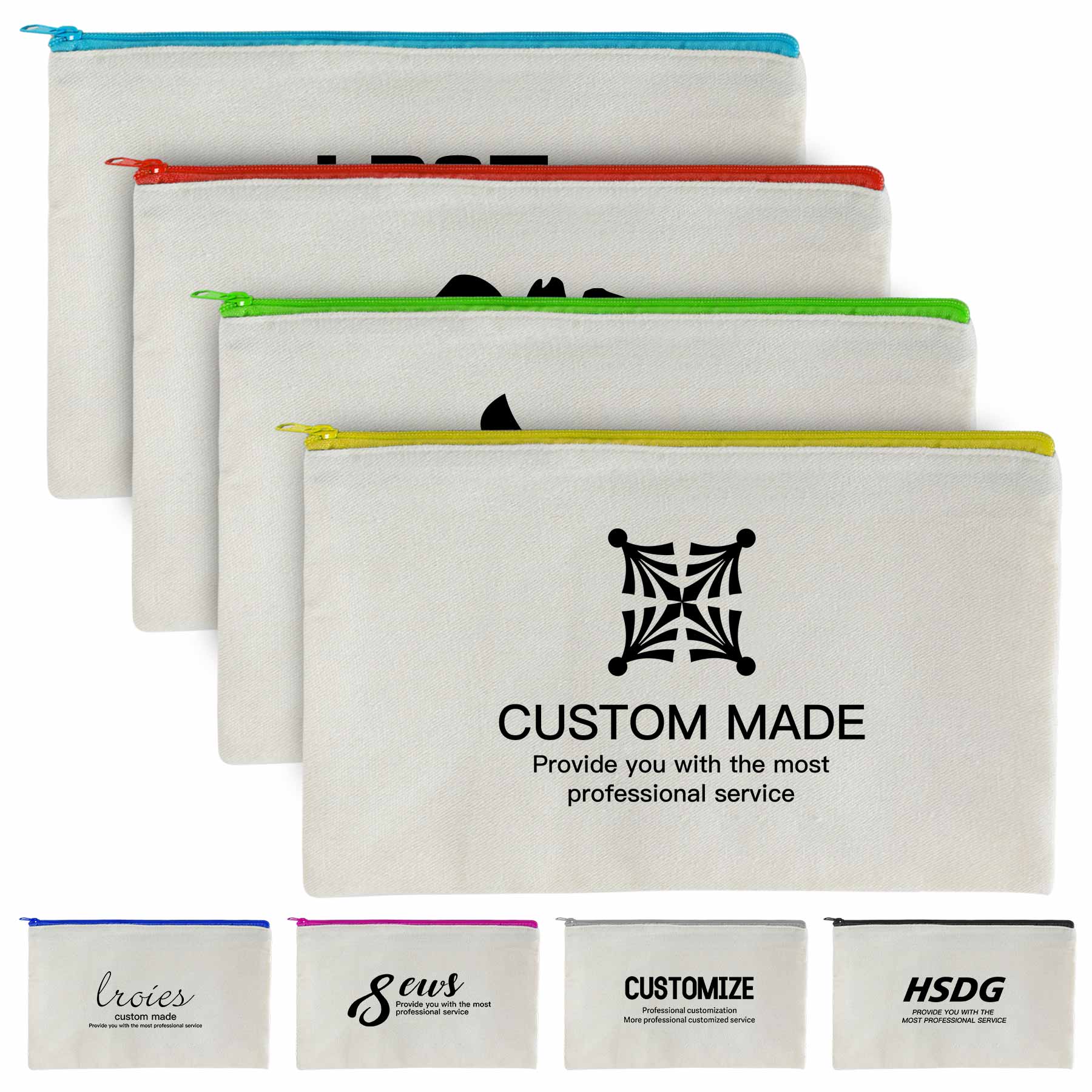 FlyFlyPromos - Plain Cotton Canvas Multipurpose Zipper Bag - Promotional Product