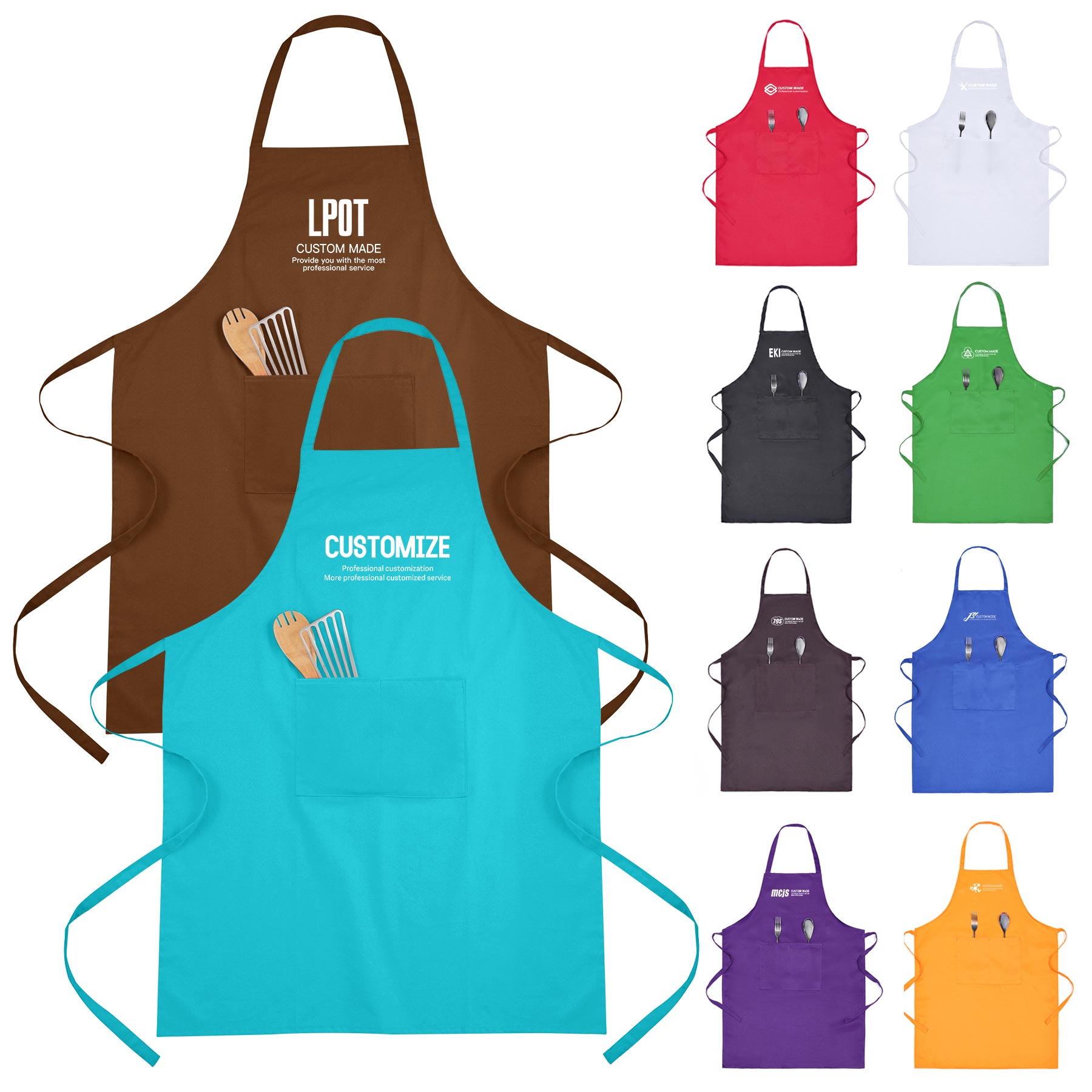 FlyFlyPromos - Polyester Kitchen Aprons With Pockets - Promotional Product