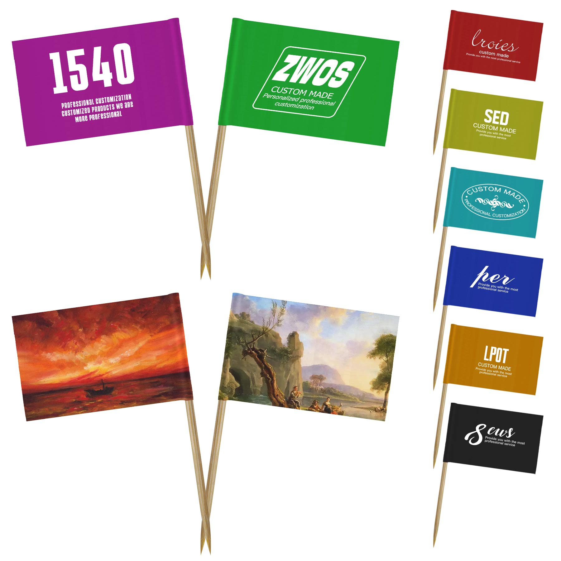 FlyFlyPromos - Small Mini Stick Cupcake Toppers 6&quot; - Promotional Product