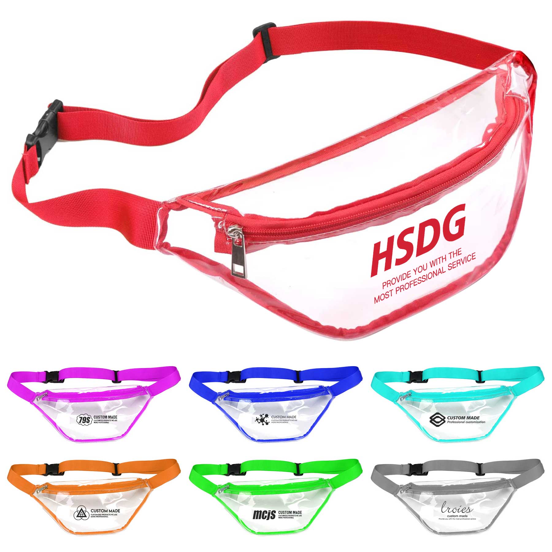 FlyFlyPromos - Clear PVC Waist Sling Crossbody Bag - Promotional Product
