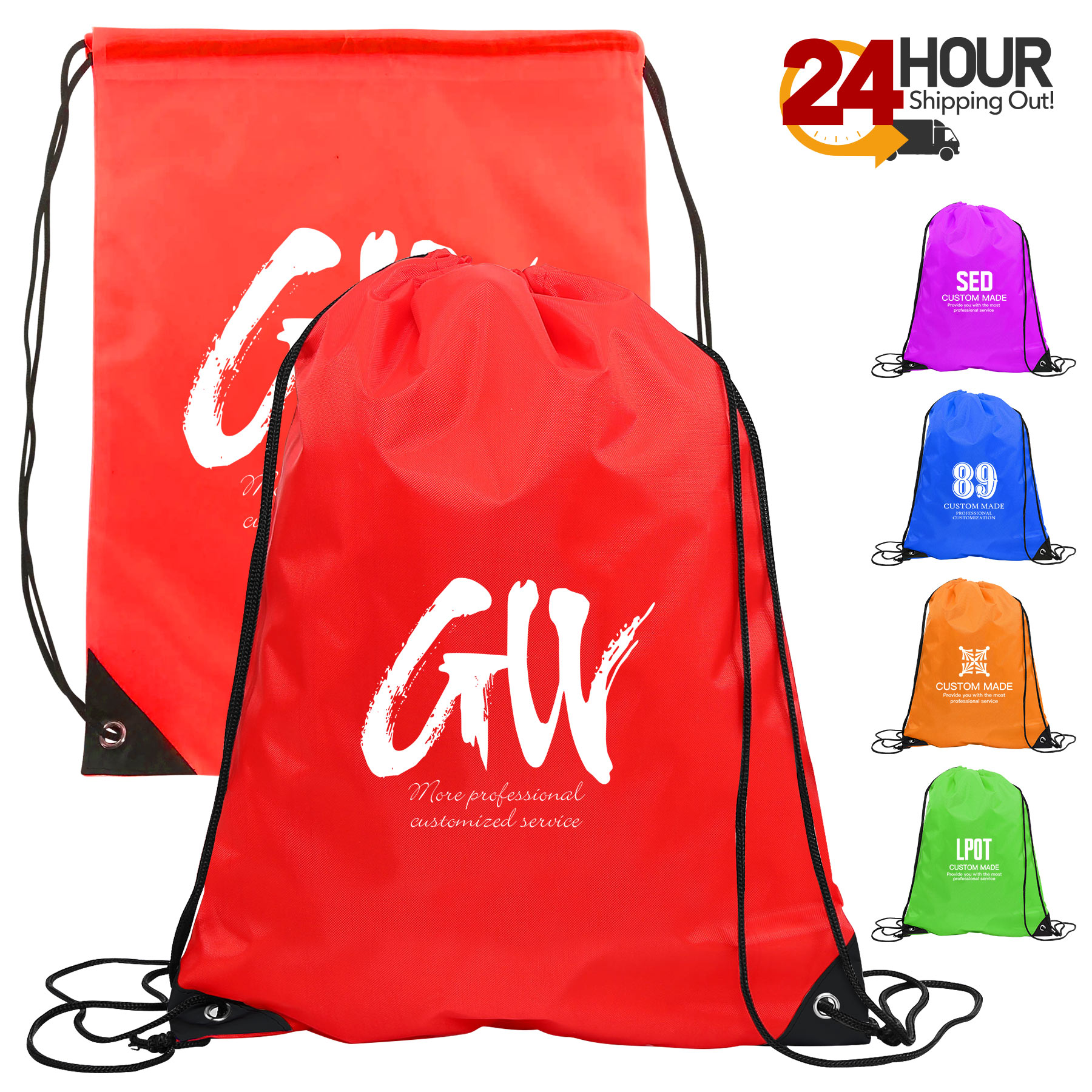 FlyFlyPromos - 210D Polyester Drawstring Backpack (13" x 17") Image 1 - Promotional Product
