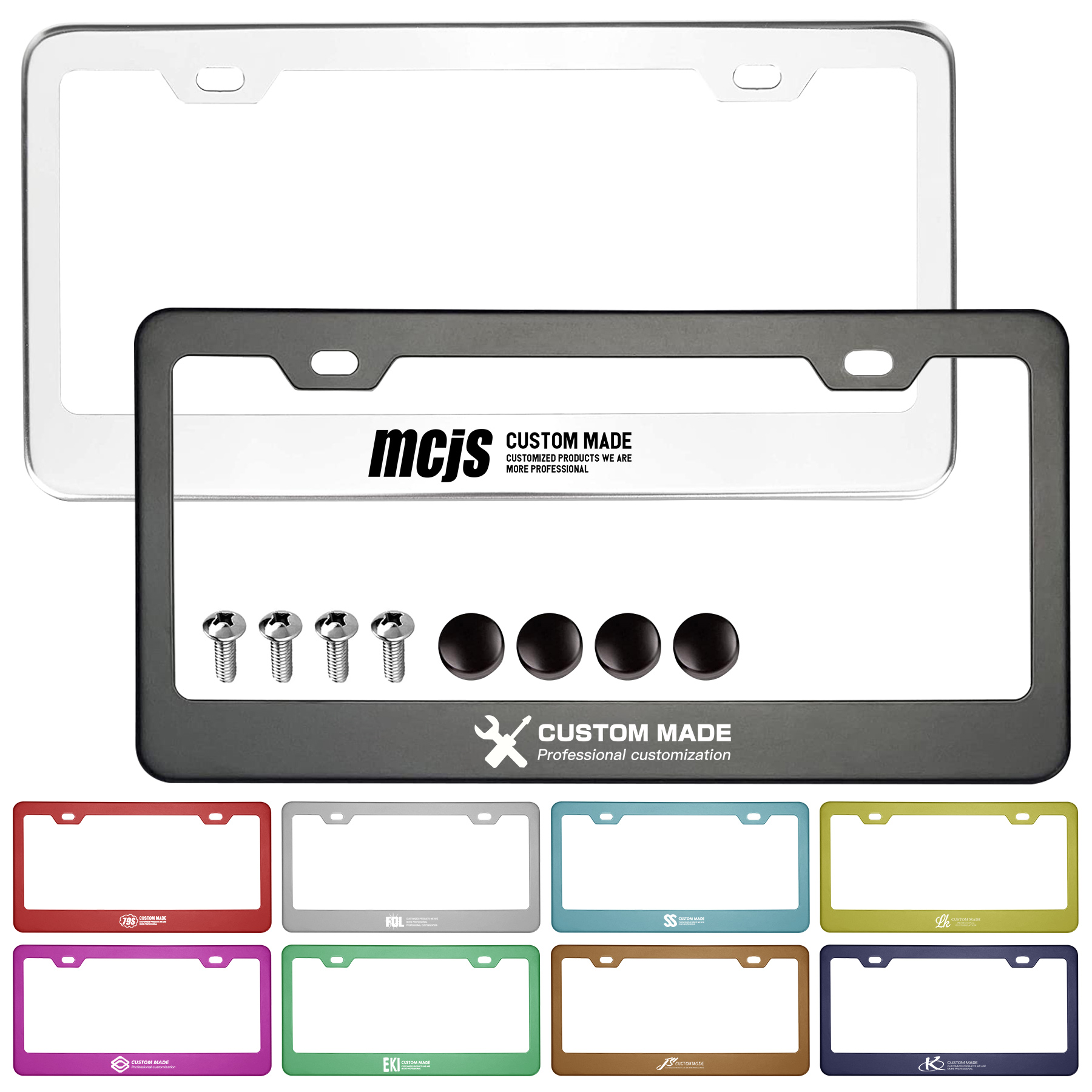 FlyFlyPromos - 2 Holes License Plate Frame Matte Black Image 1 - Promotional Product