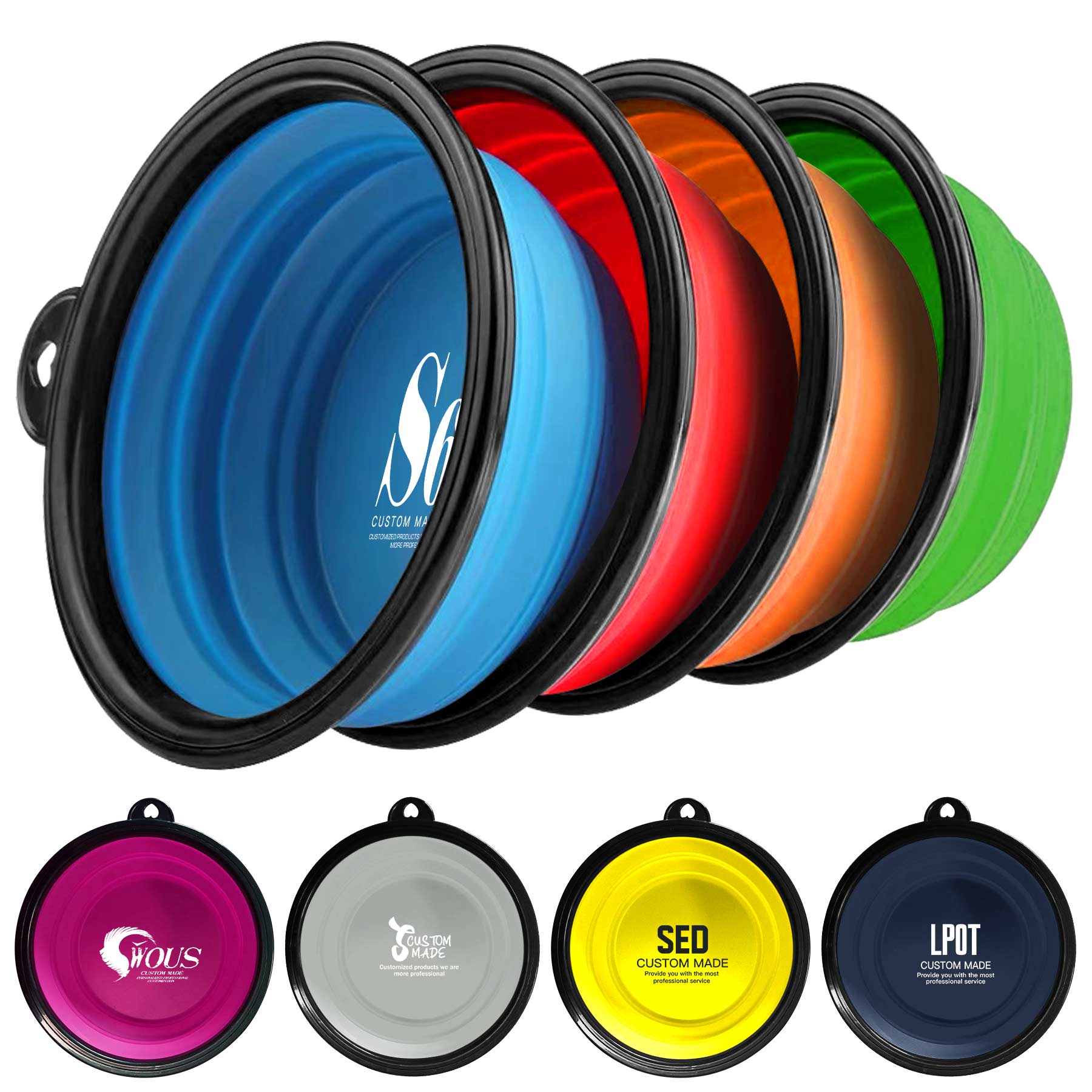 FlyFlyPromos - 12OZ Collapsible Silicone Pet Bowl With Carabiners Image 1 - Promotional Product