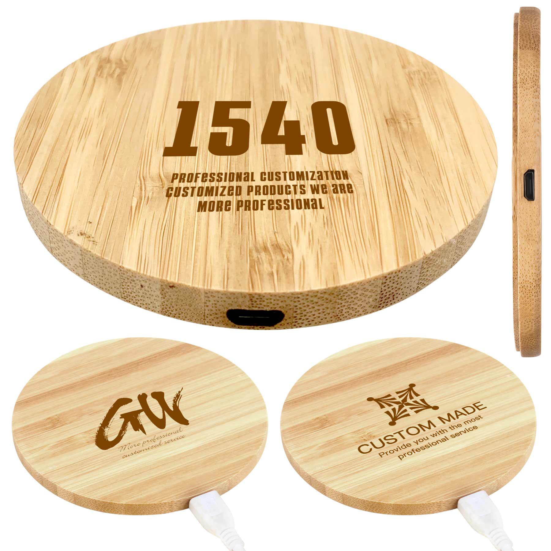 FlyFlyPromos - 10W Bamboo Qi Wireless Charger Pad - Promotional Product