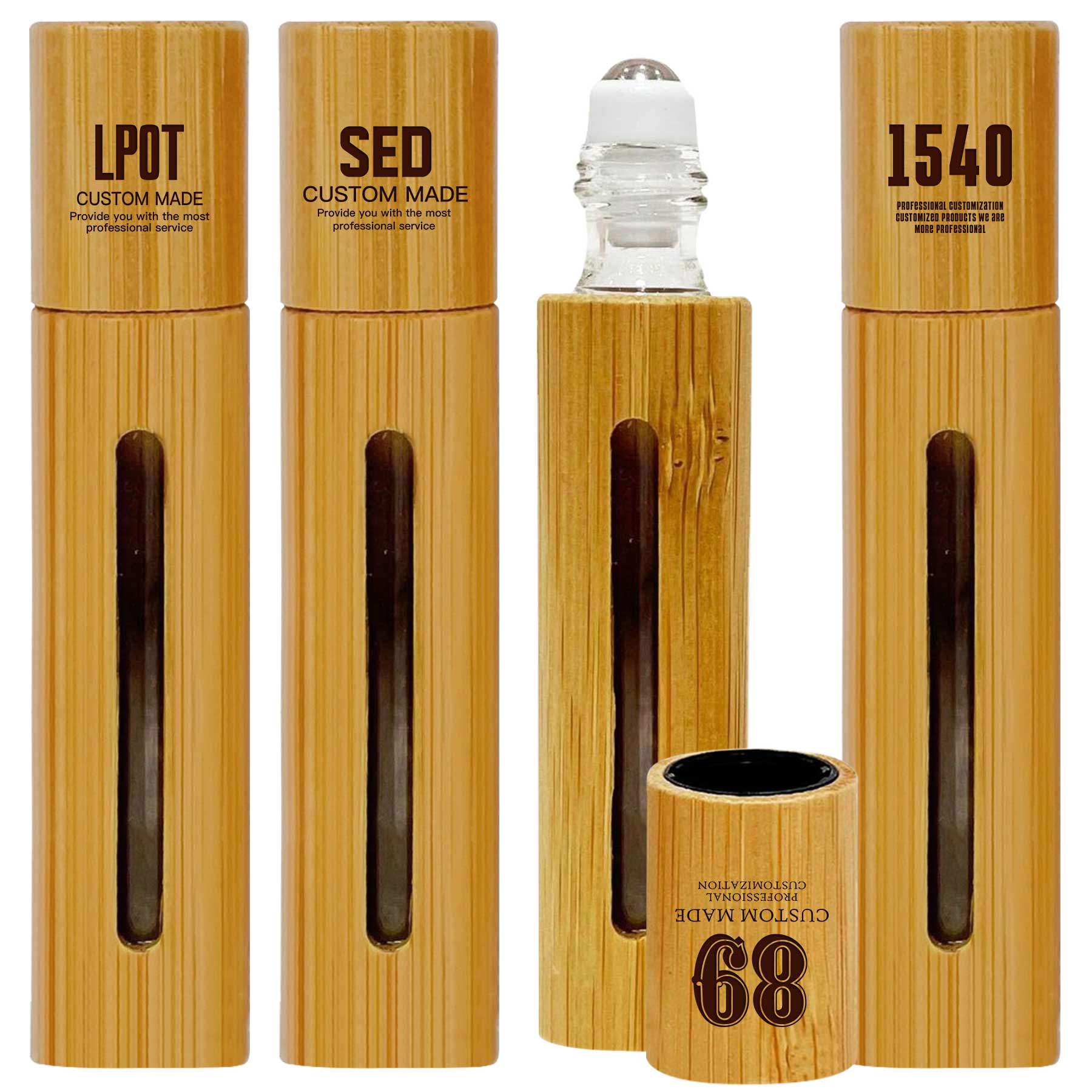 FlyFlyPromos - 10mL Bamboo bottling with roller - Promotional Product