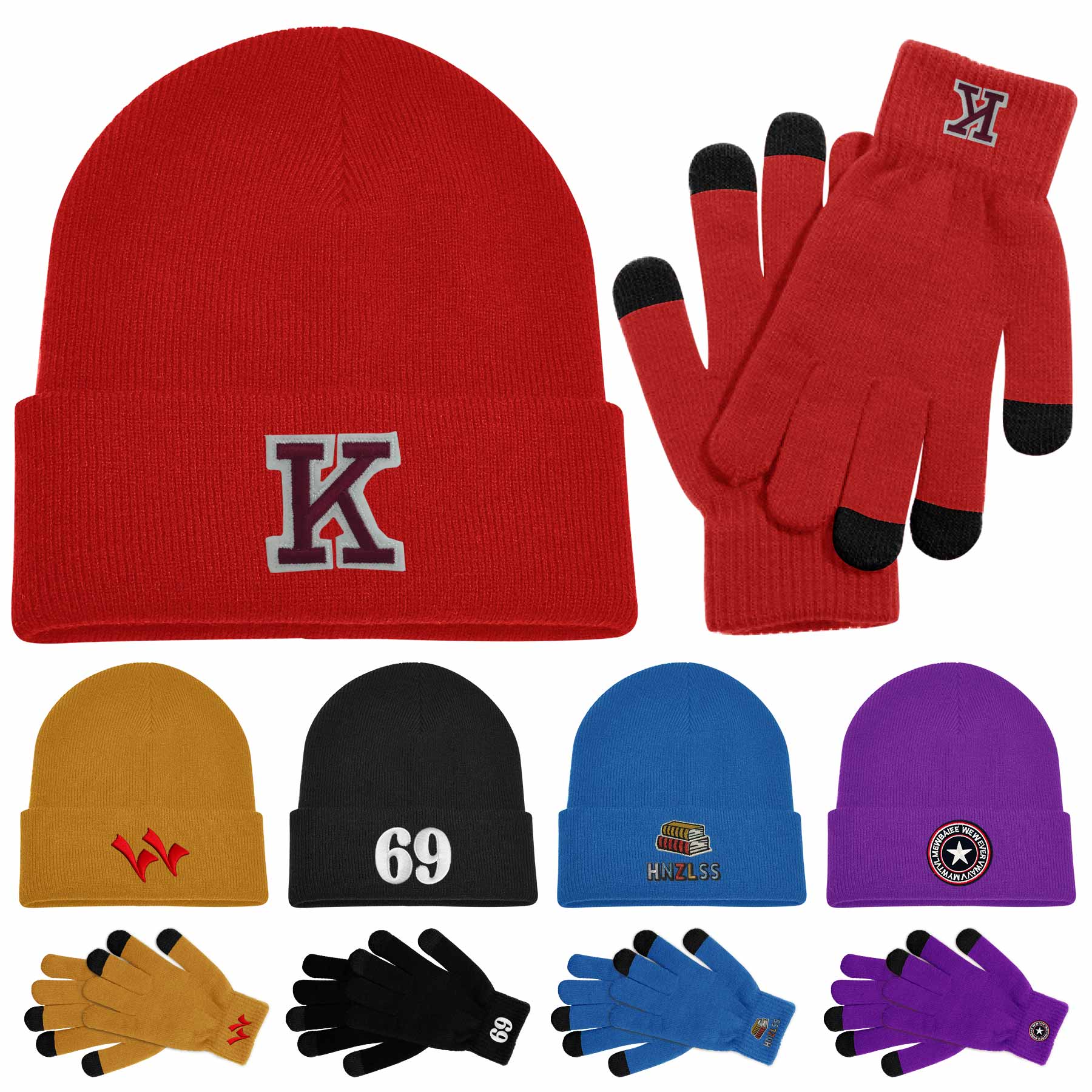 FlyFlyPromos - Knit Acrylic Hat And Texting Gloves Image 1 - Promotional Product