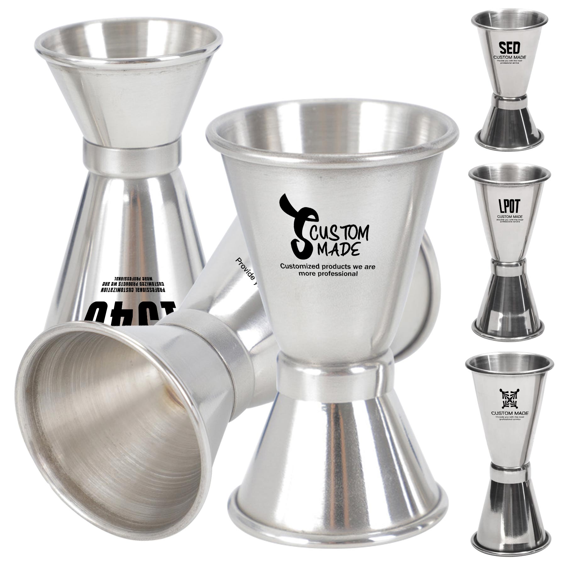 FlyFlyPromos - 0.5 &amp; 1 oz Stainless Steel Cocktail Double Jigger - Promotional Product