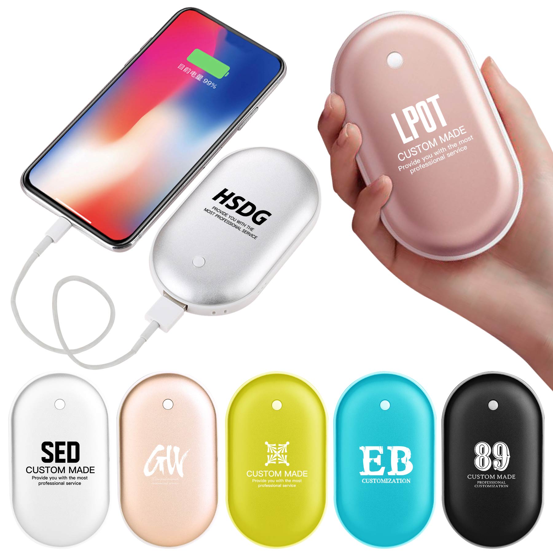FlyFlyPromos - Power Bank 5200mAh Double Sided Hand Warmer - Promotional Product