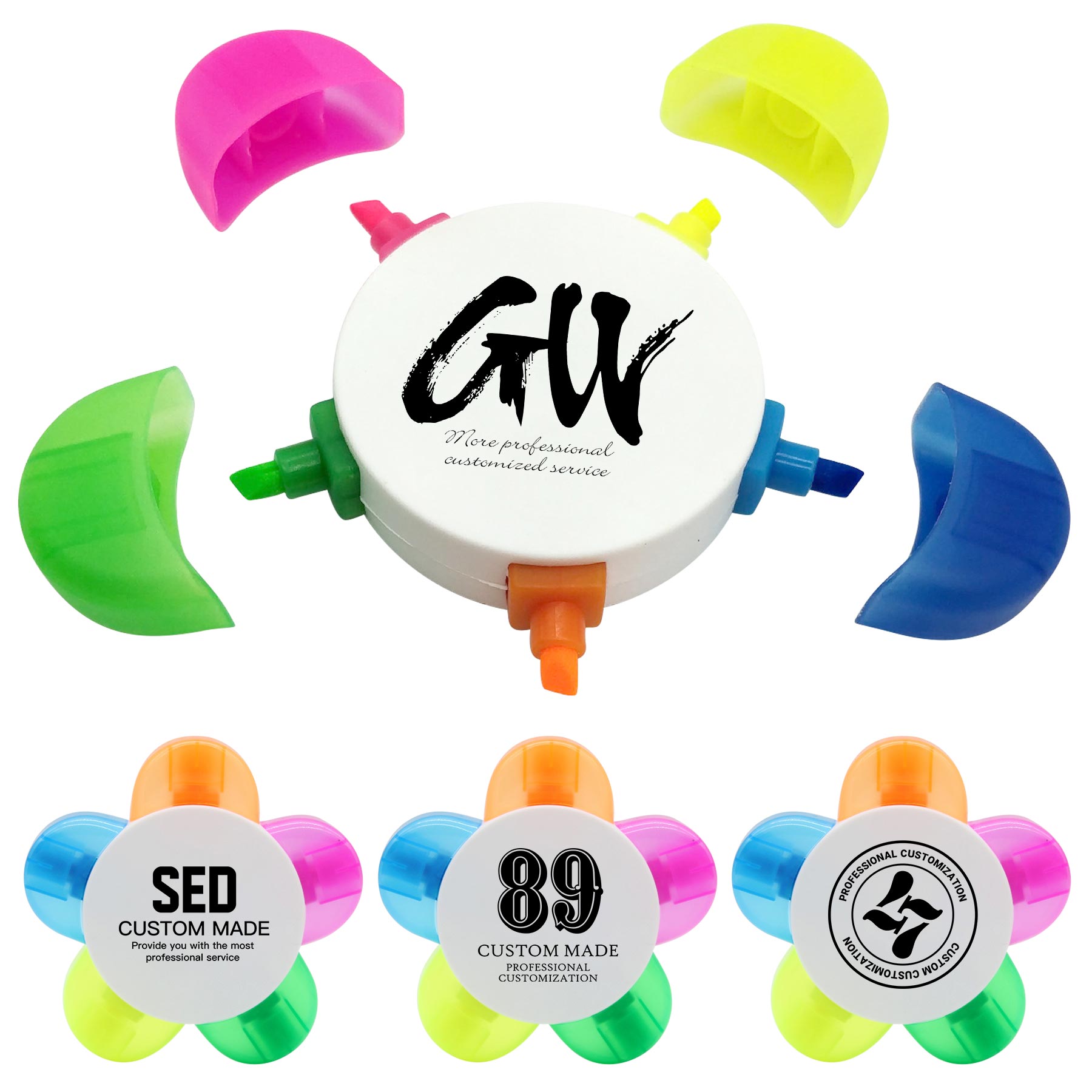 FlyFlyPromos - 5-In-1 Flower Watercolor Highlighter Pens - Promotional Product