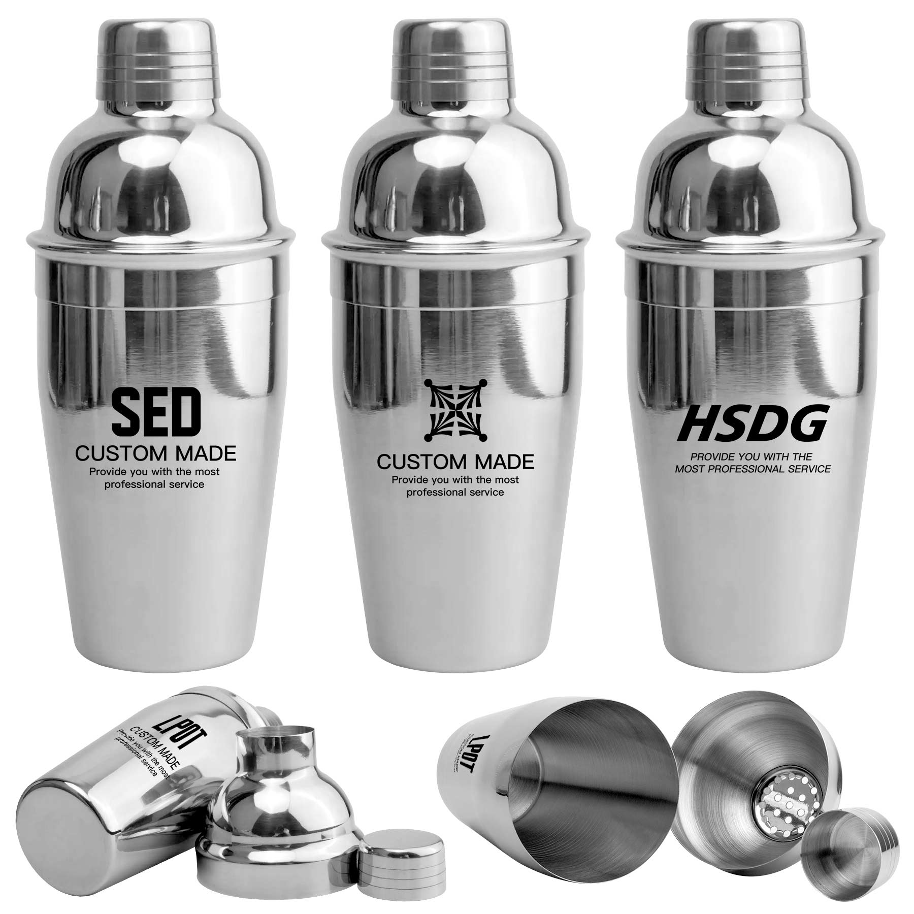 FlyFlyPromos - 8.5 OZ Stainless Steel Cocktail Bar Shaker - Promotional Product